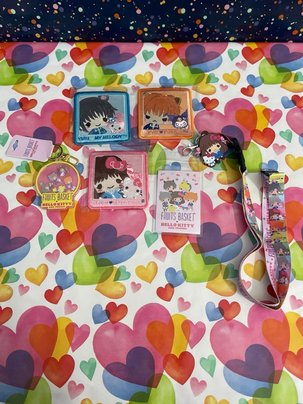 Sanrio Fruits Basket Hello Kitty & Friends Keychain Lanyard Iron On Patch Bundle