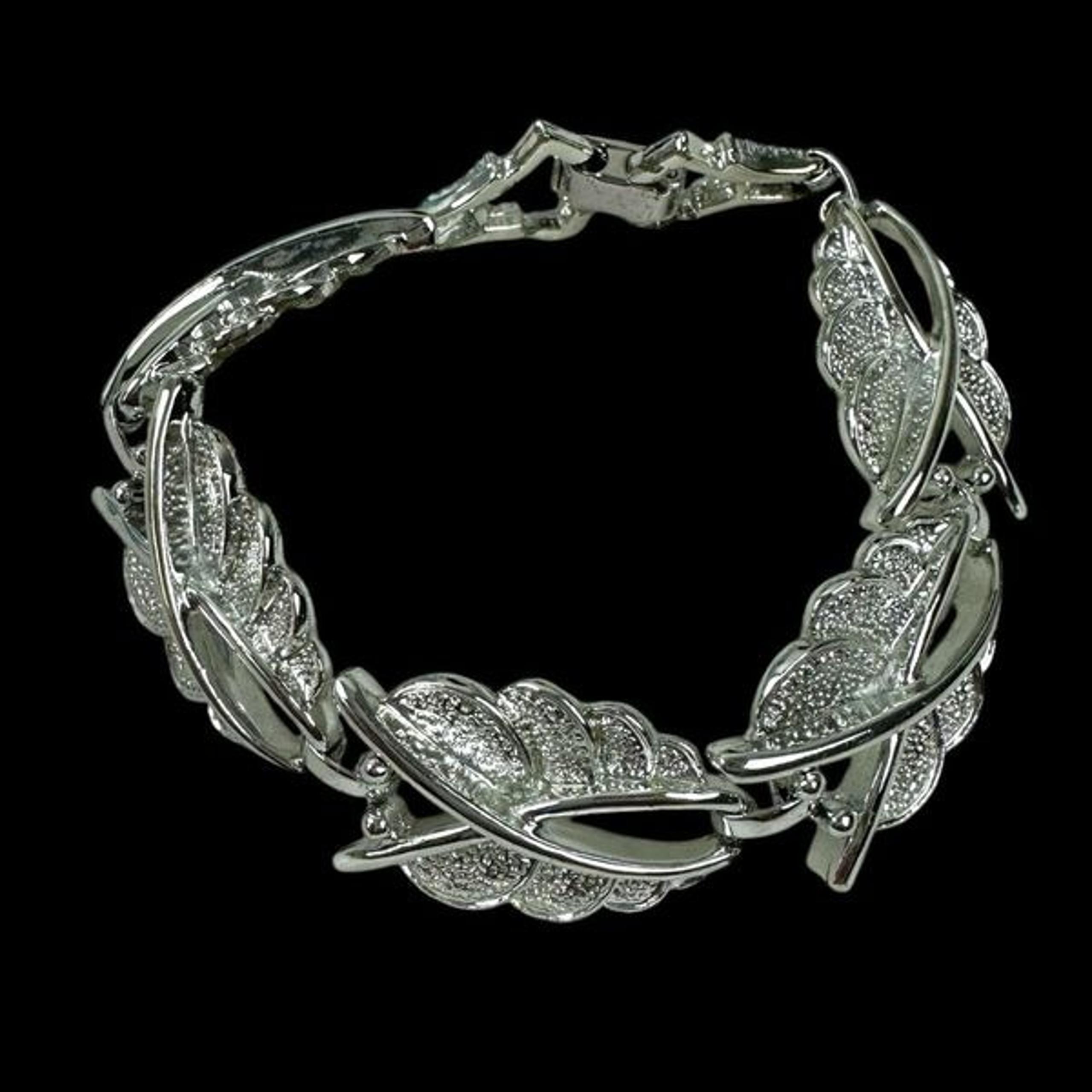 Sarah Coventry Silver Split Leaf Chain Bracelet Artsy Nature Fairycore Chunky