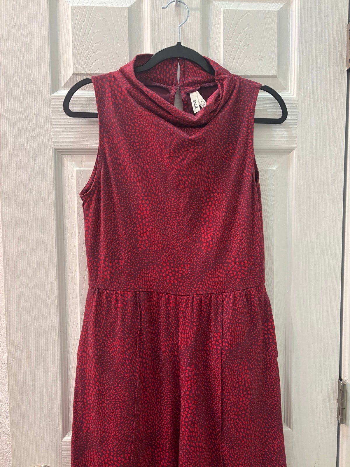 Pact Women M Rococco Red Whirlpool Gianna Jumpsuit Cowl Neck Sleeveless Wide Leg