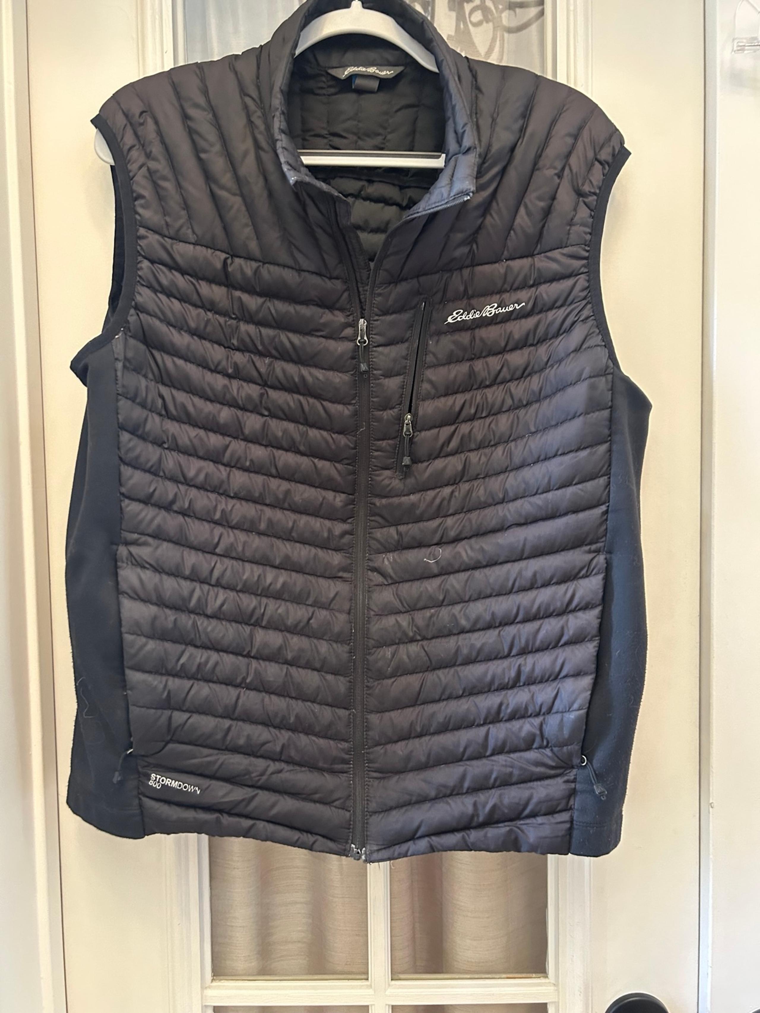 Eddie Bauer Black Down Vest Men’s Large Pertex Quantum 1st Ascent Stormdown 800