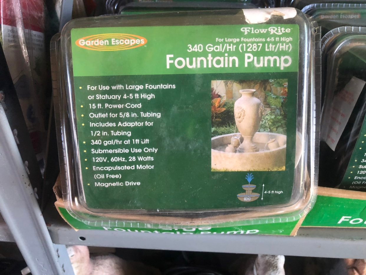 Garden Escapes Large 340 gph Pond Fountain pump