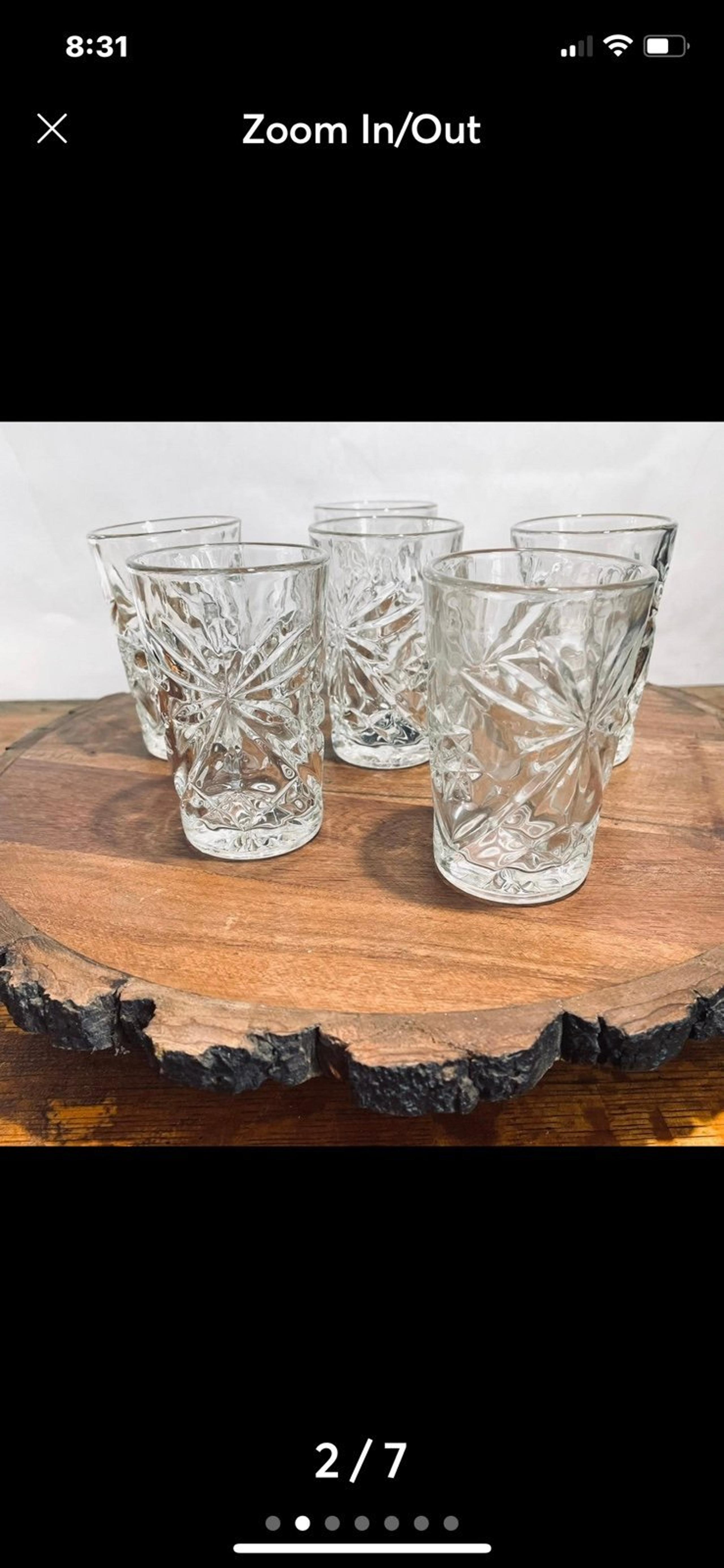ANCHOR HOCKING 6 Drinking Juice Glasses Prescut MCM Clear