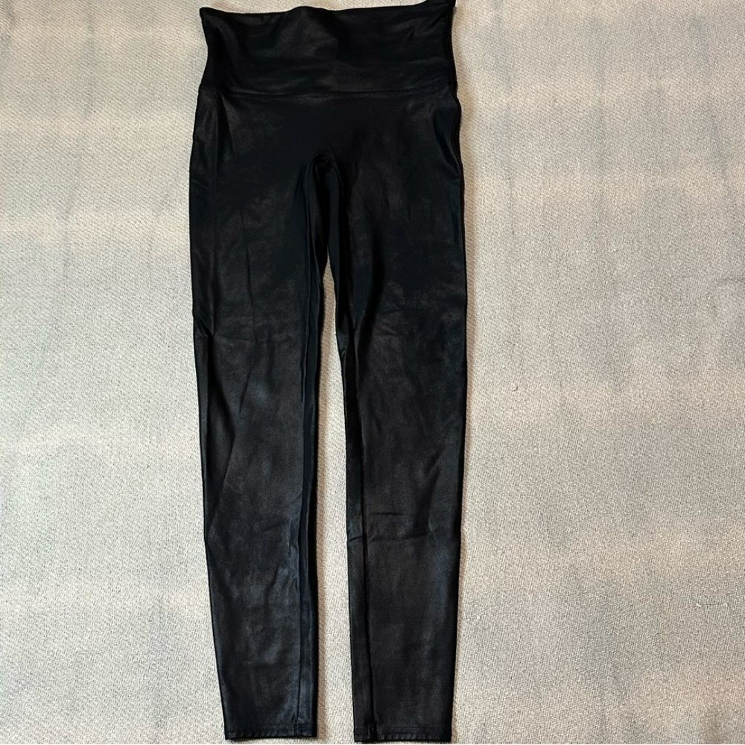 SPANX Faux Leather Black Leggings Size XL