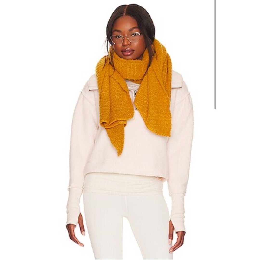 Free People Ripple Recycled Blend Blanket Scarf Barely Goldenrod Soft Boho Fall