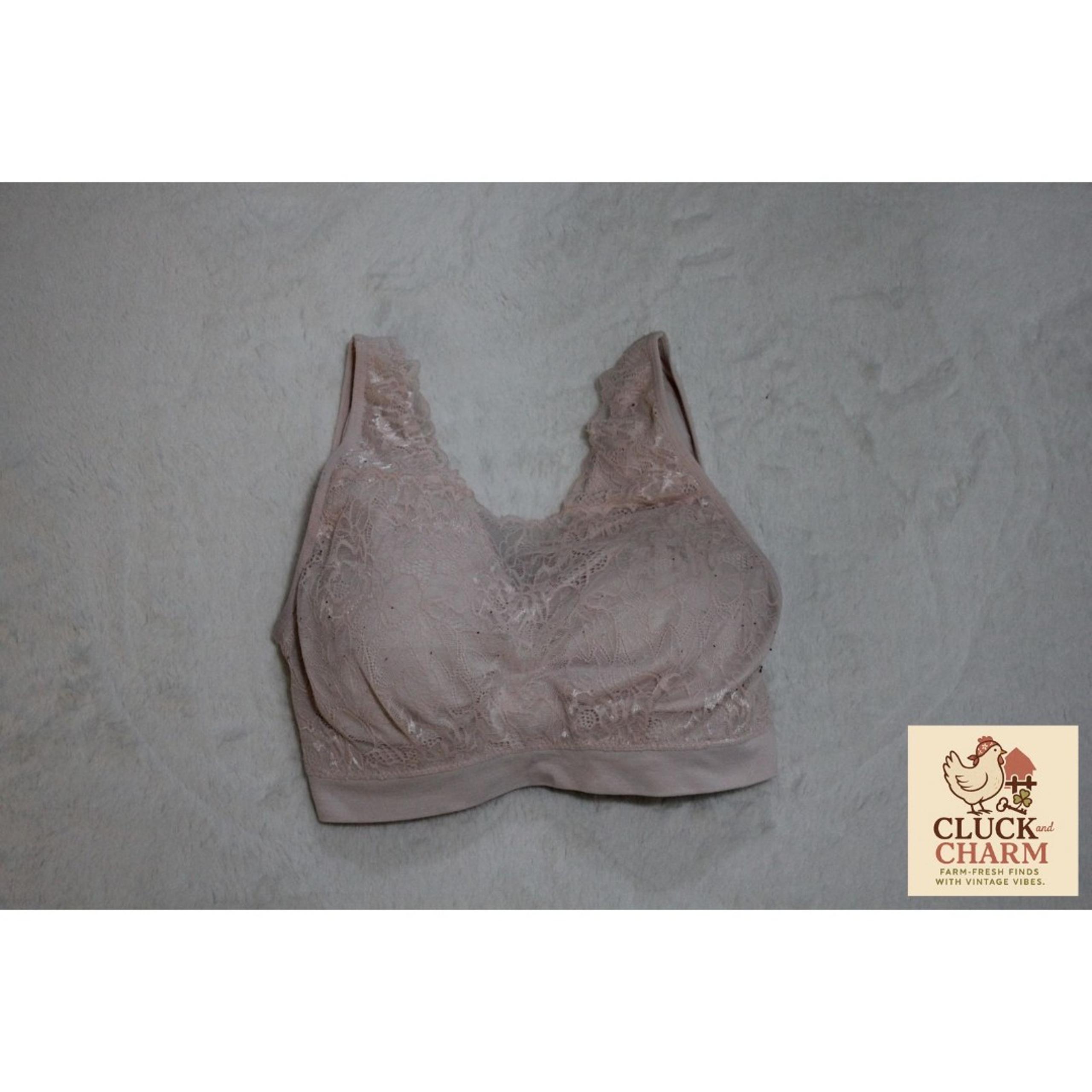 Breezies XL Wireless Lace Bra – Soft Blush Pink, Full Coverage