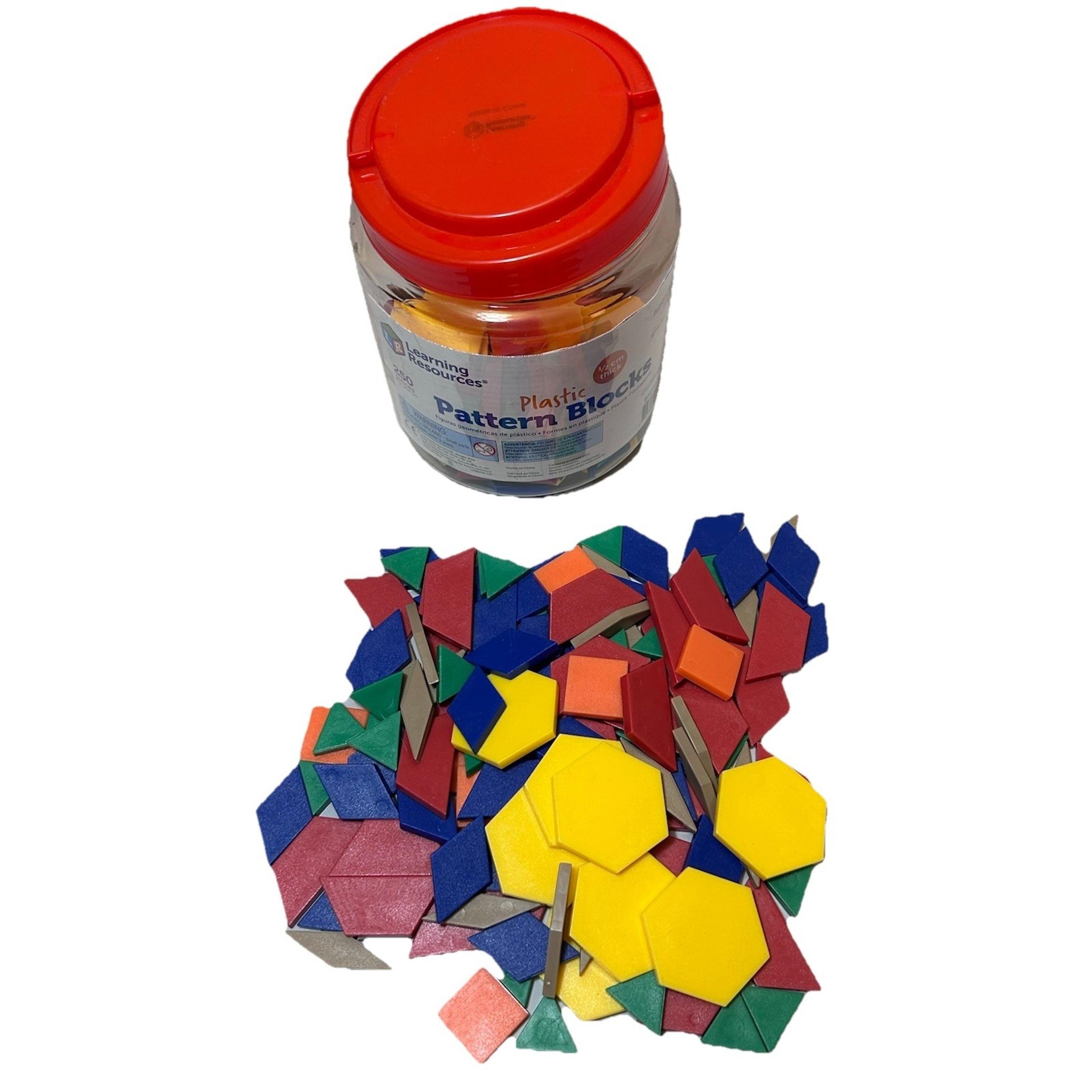 Learning Resources Plastic Pattern Blocks With Storage Bucket 236 Pieces