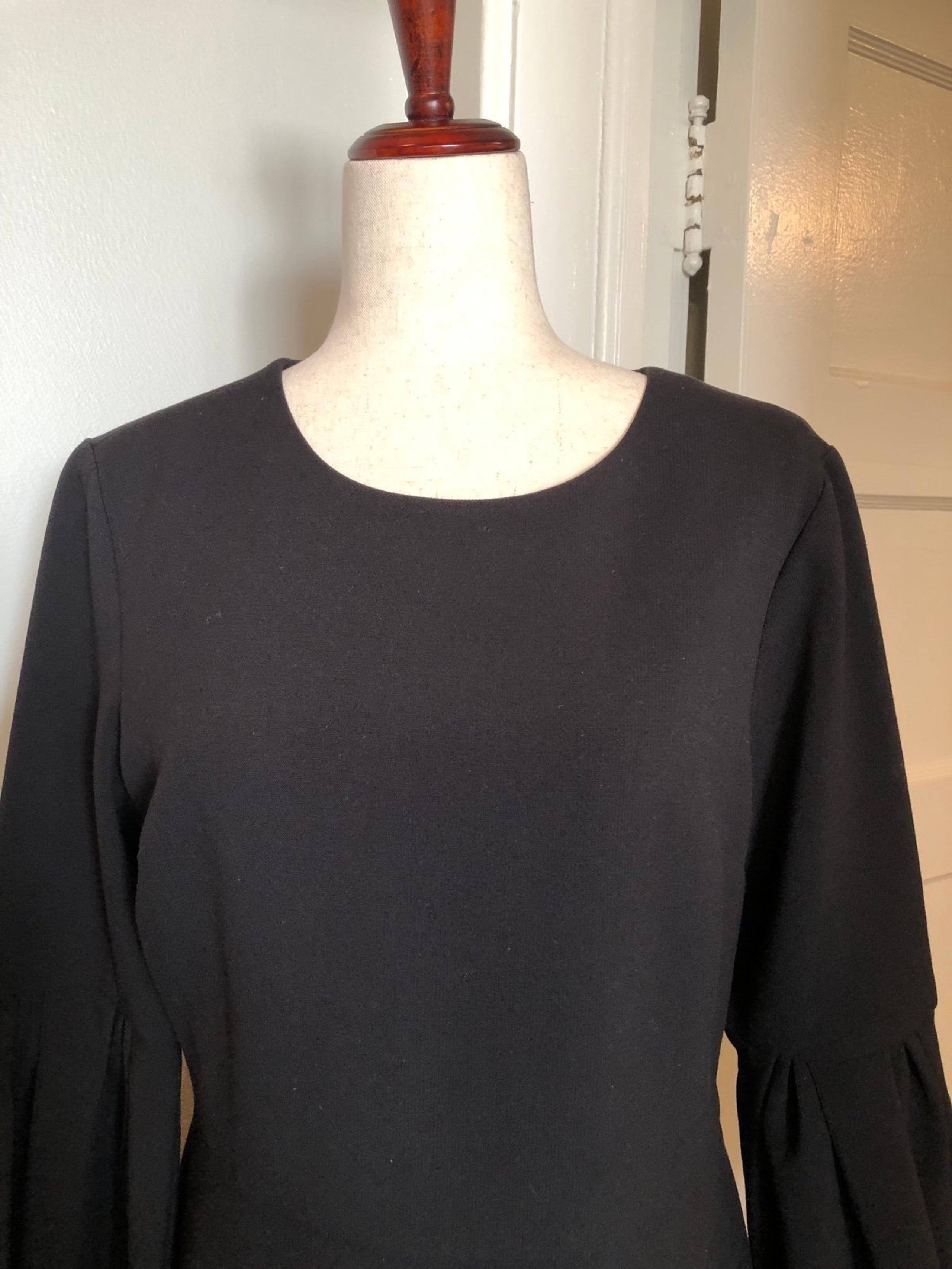 New Ann Taylor A-Line Dress Women’s 8 Black 3/4 Bell Sleeves Knee Length NWT