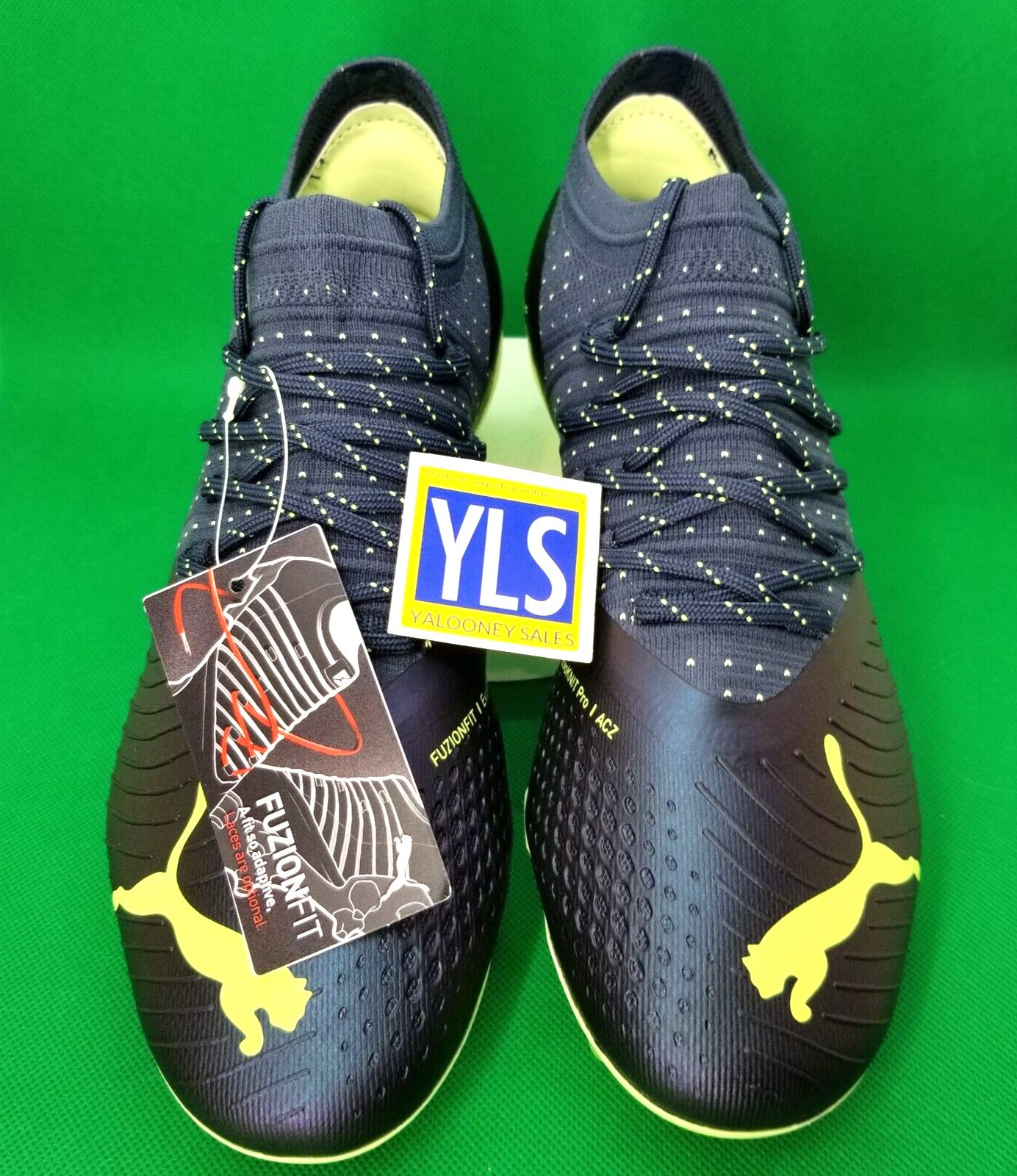 Puma Men's 7/Women’s 9 Future Z 2.4 FG/AG Soccer Cleat Navy/Green 106995 01