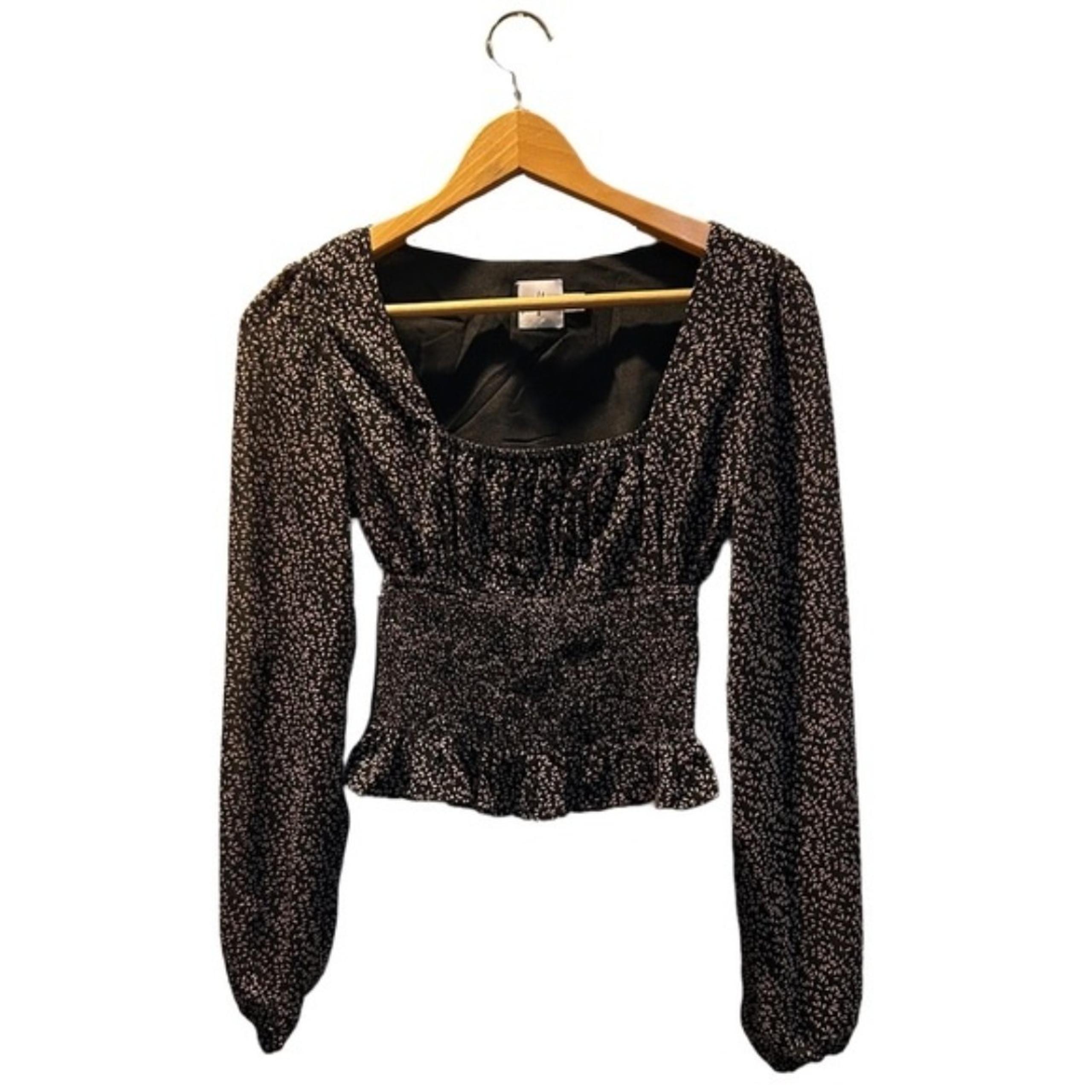 PRINCESS POLLY Zander Square Neck Women’s Long Sleeve Smocked Blouse Size 2