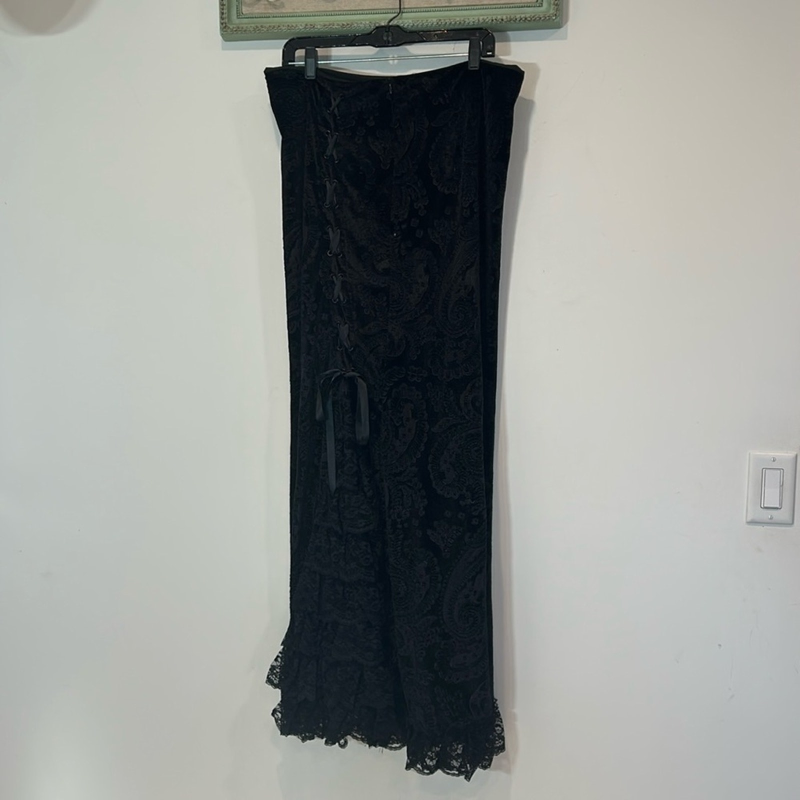 Widow VEILED SORROWS gothic Black VELVET MAXI SKIRT PKUS SIZE WOMEN’S XXL