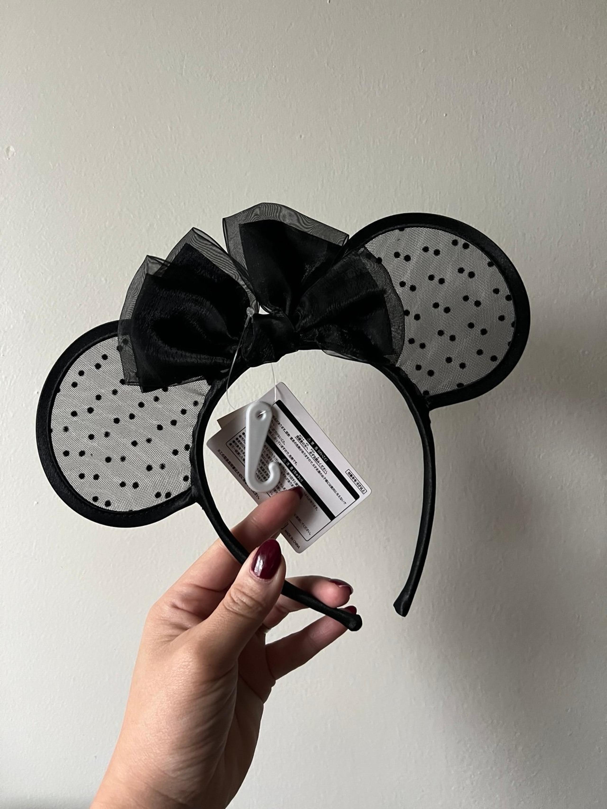 New! Black Lace Polka Dots Ears HeadBand - Tokyo Disney Resort Exclusive!