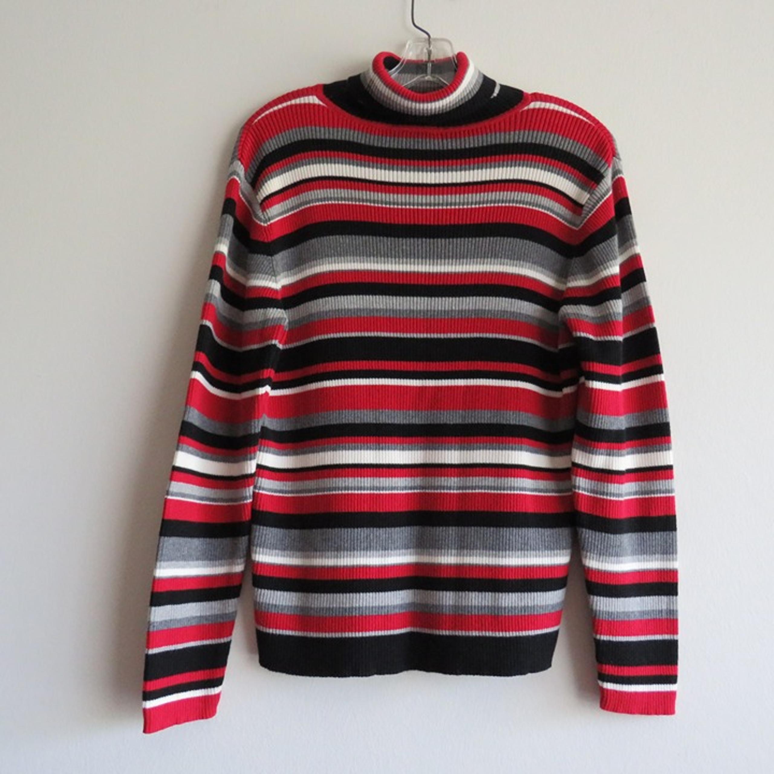 Liz Claiborne Lizsport Multicolor Stripes Turtleneck Ribbed Women’s Sweater L