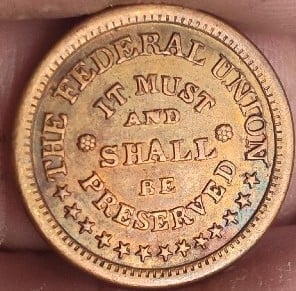CIVIL WAR TOKENS, OUR LITTLE MONITOR UNC,PL, ARMY / NAVY RED GEM