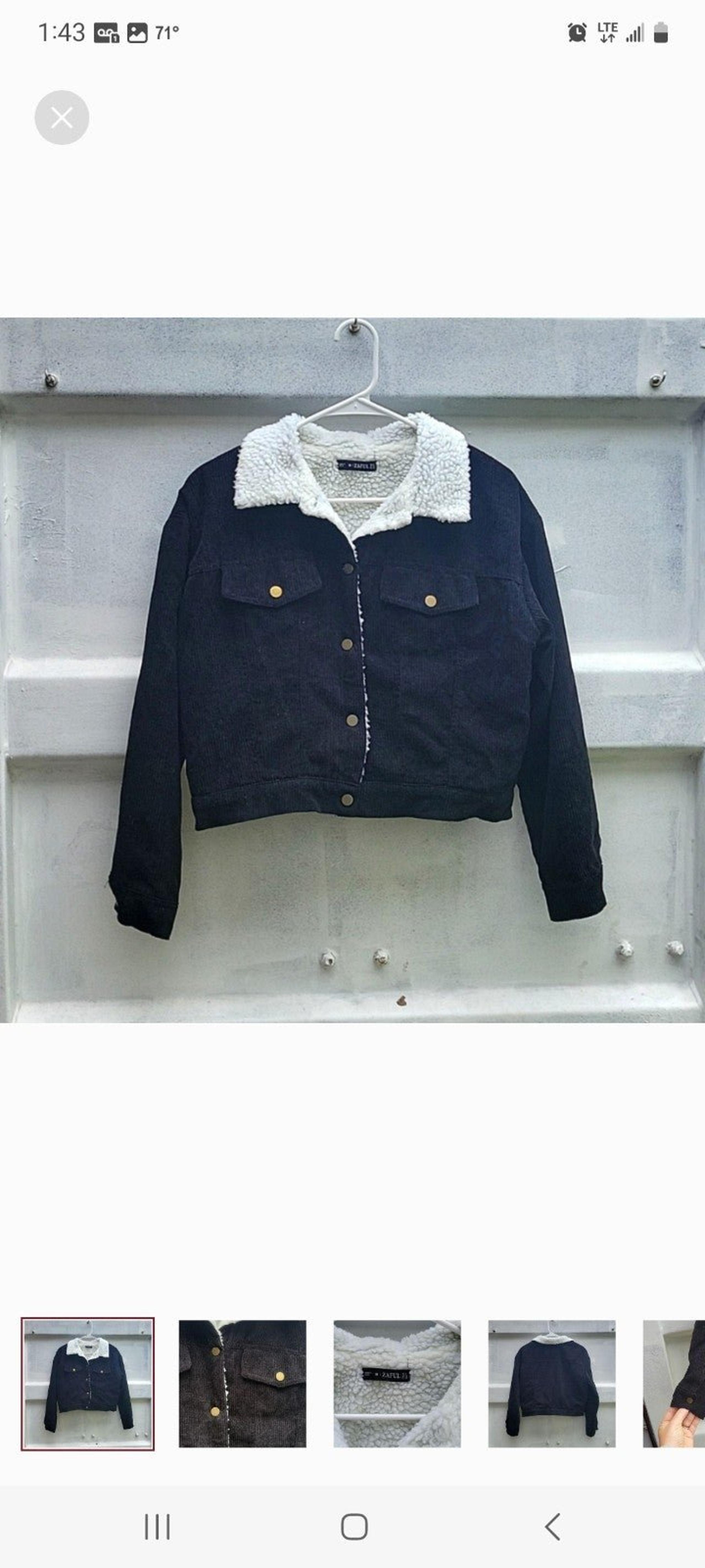 Zaful corduroy black jacket coat cropped medium