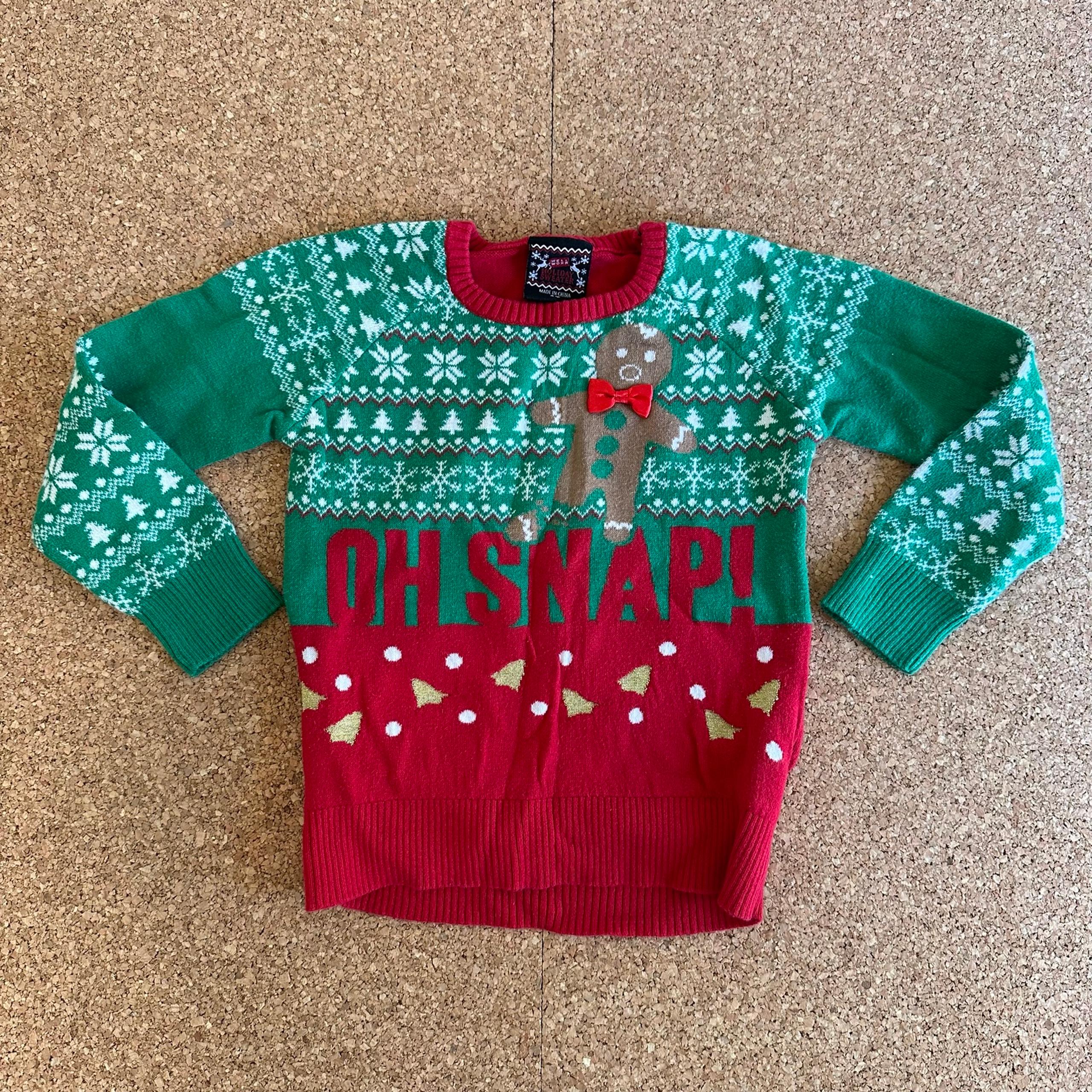 Well worn holiday sweater kids 4T gingerbread man print Christmas sweater