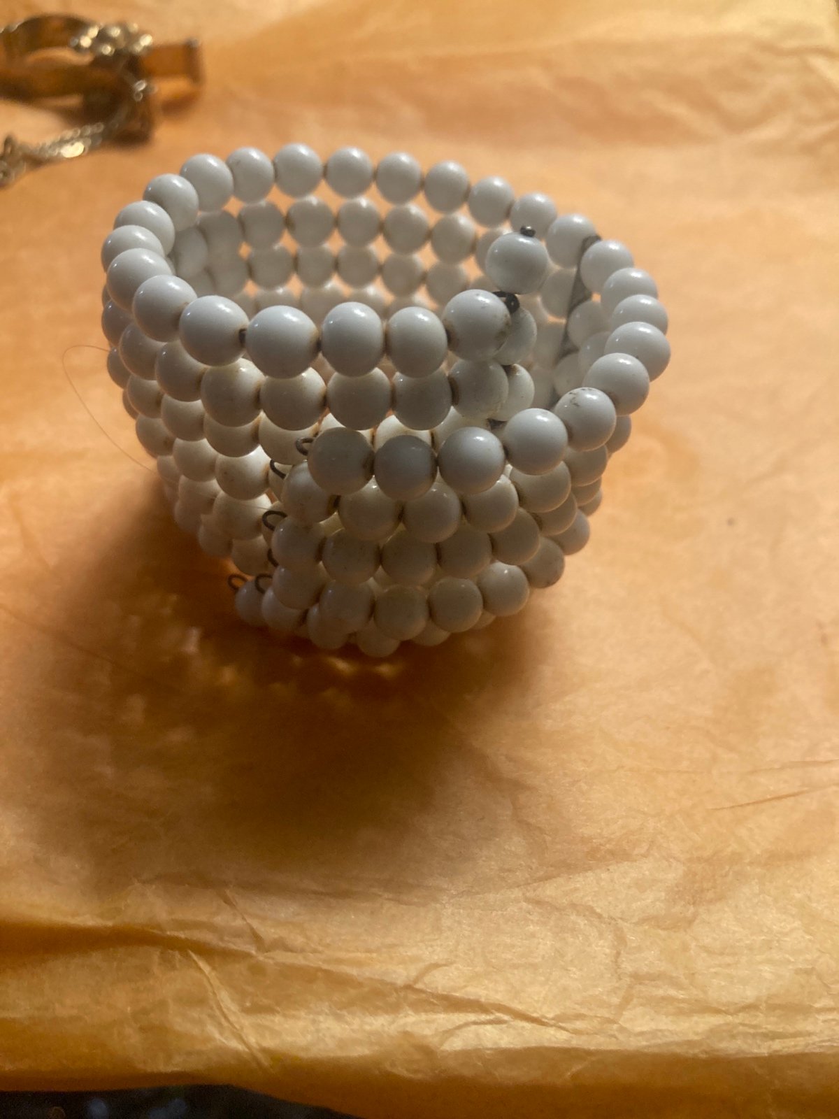 Vintage 1950s milk glass spiral bracelet