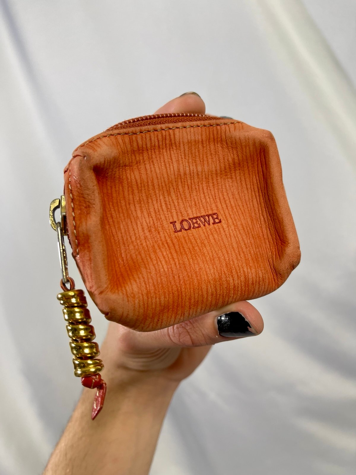 Loewe | mini 'Velazquez' salmon (pink/red) canvas zippy coin pouch/coin case