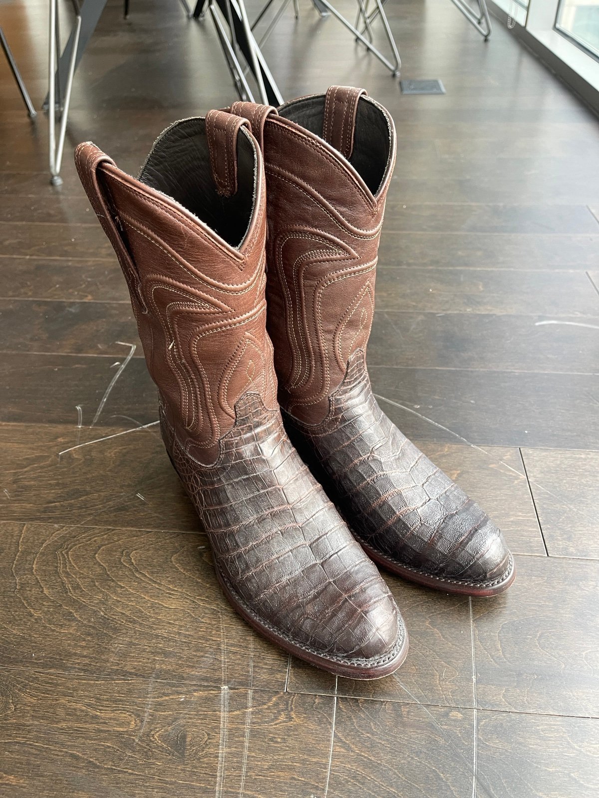 Tecovas The Dillon Caiman gator 8.0 Cowboy Boots Mahogany brown