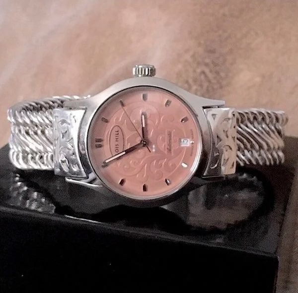 LOIS HILL Watch Automatic Pink Face Sterling Band