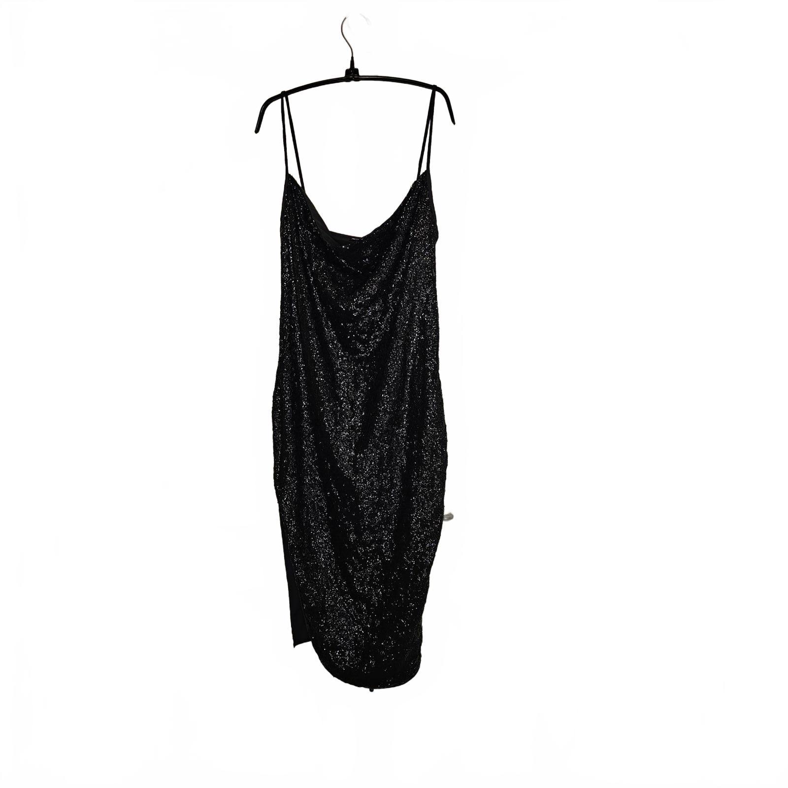 Elegant Black Sequined Slip Dress