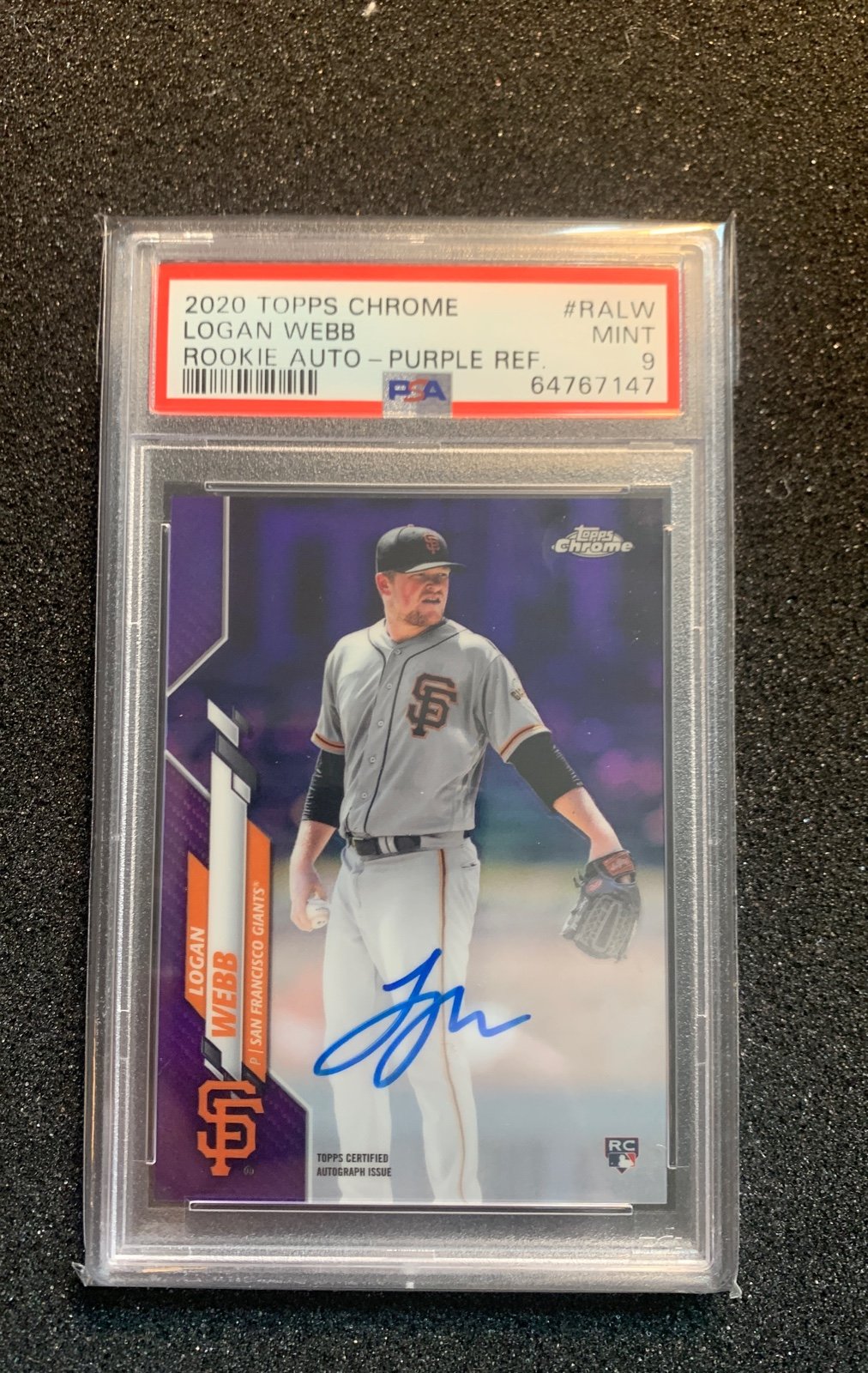 2020 Topps Chrome Logan Webb RALW Rookie Auto Purple Refractor /250 PSA 9 MINT