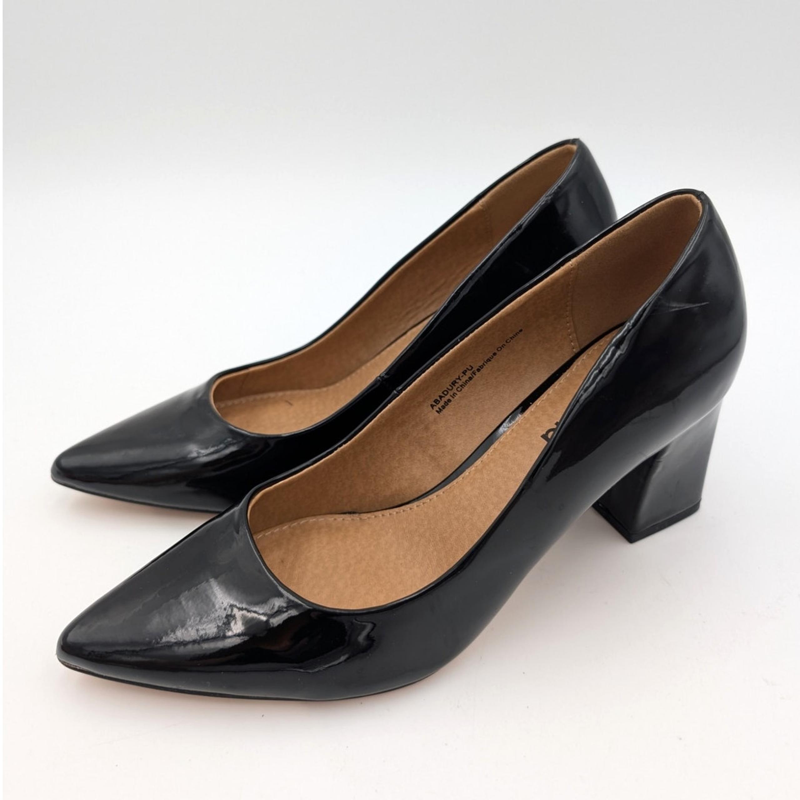 Abound Audry Women's Patent Leather Block Heel Pump Black Size US6.5M EU37