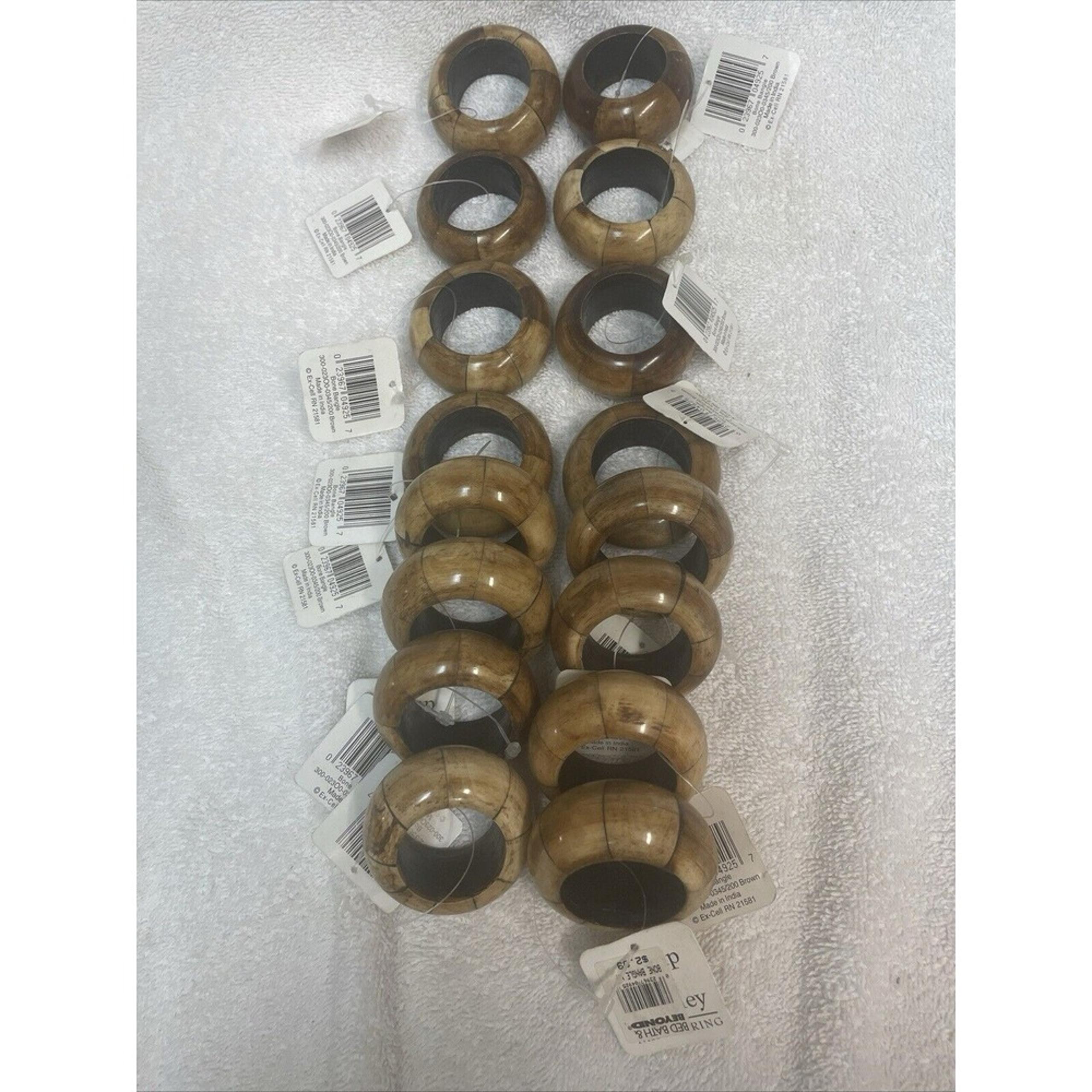 Vintage Bed Bath Beyond Napkin Rings Bovine Bone Bangle NWT Lot Of 16 - N-Bone