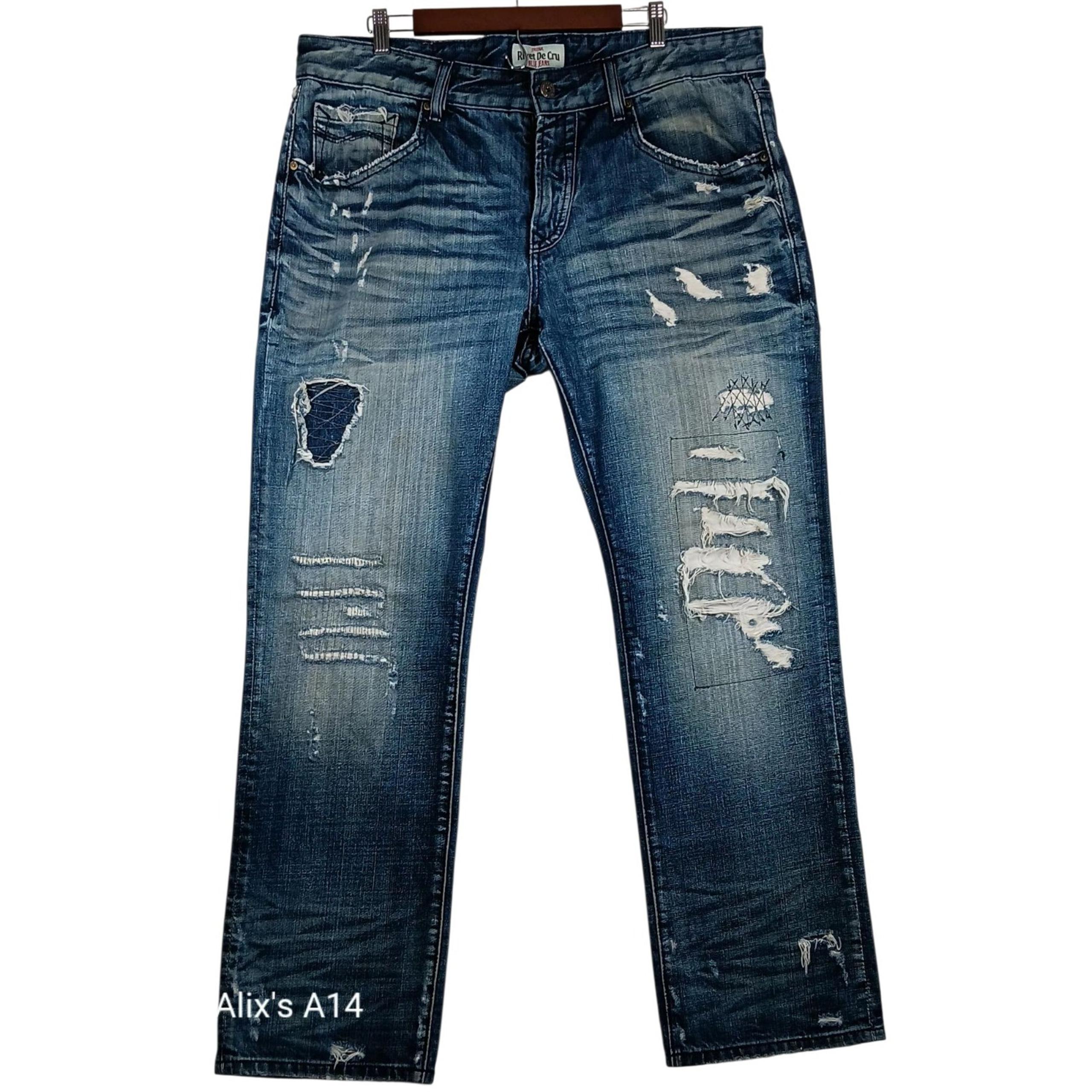 Rivet De Cru 36x32 Jeans for Men Blue Andrew Fit Straight Leg Relaxed Denim