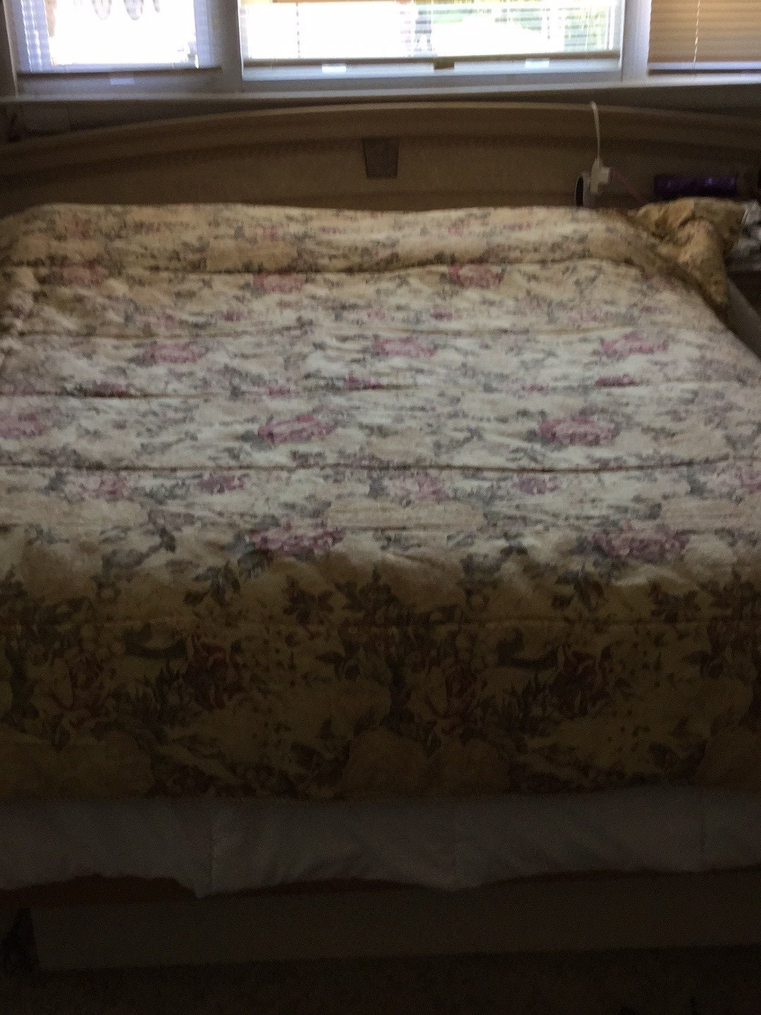 Queen size bed spread with drapes