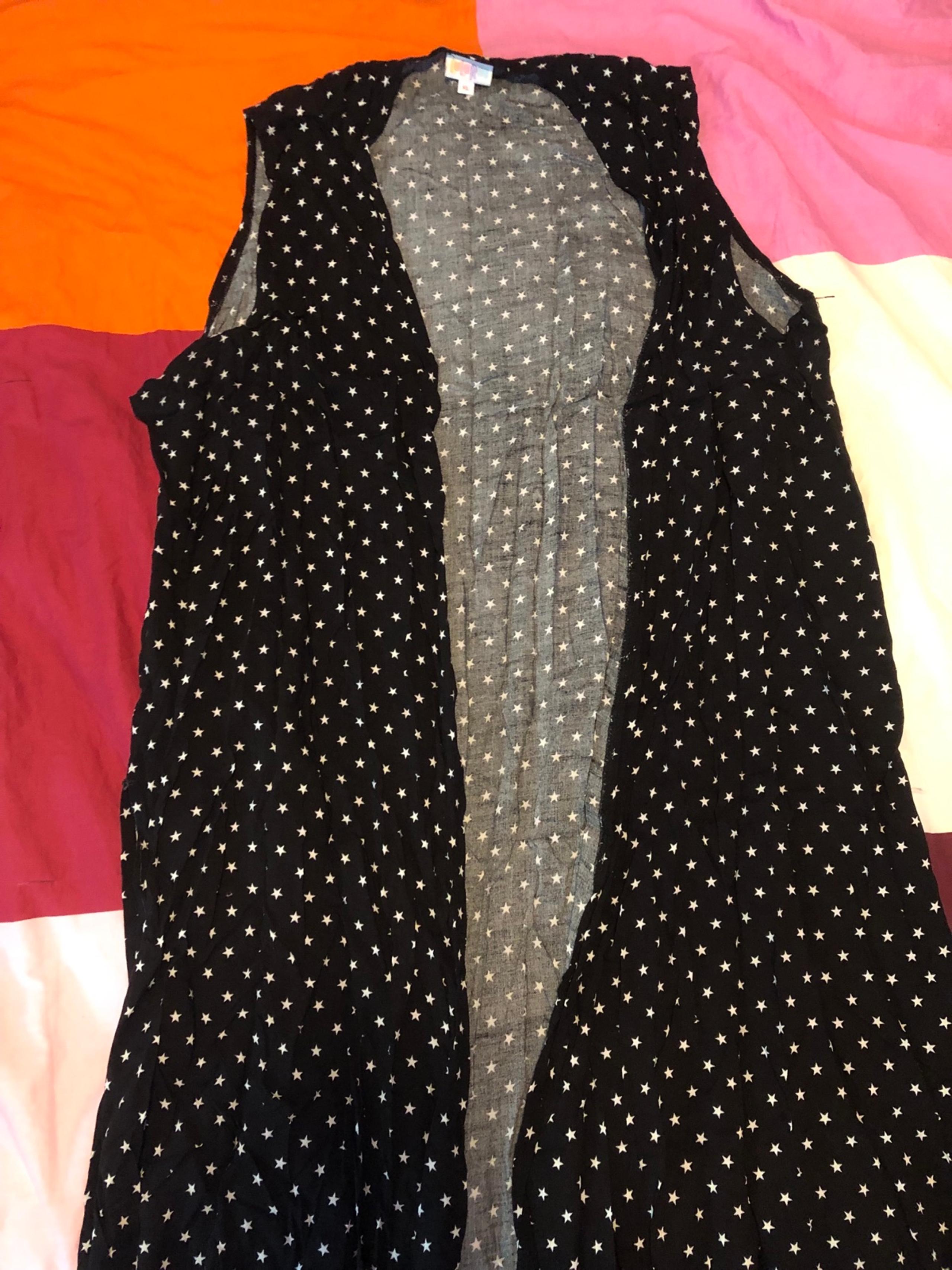 LuLaRoe Joy duster vest black and white stars Size XL