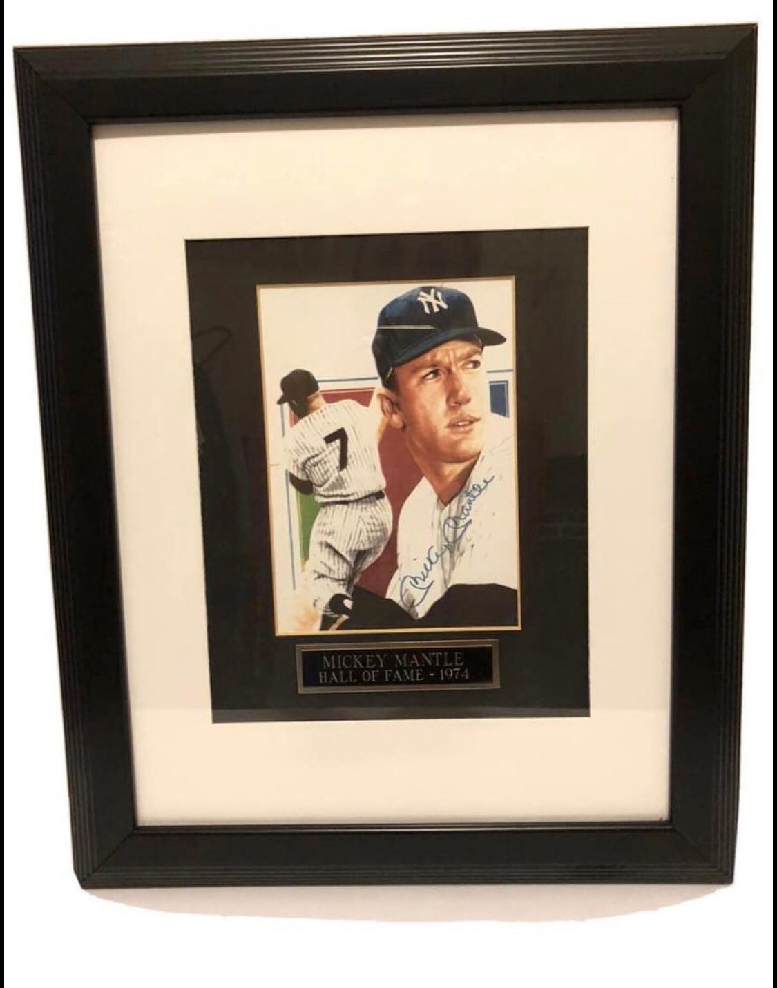 MICKEY MANTLE SIGNED PIC HOF 1974 COA