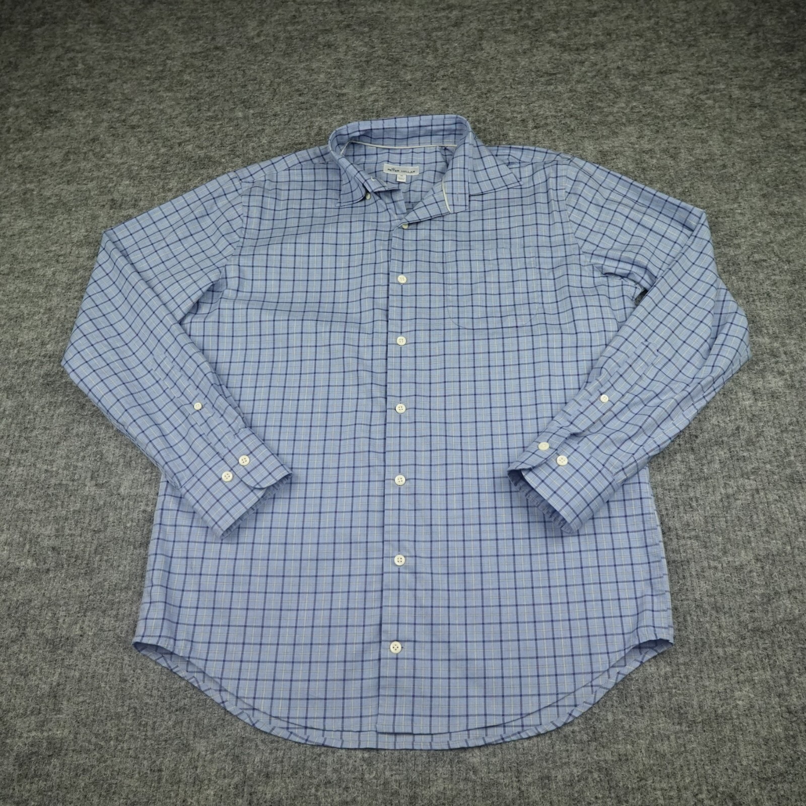 Peter Millar Shirt Mens Medium Blue Plaid Crown Ease Edward Sport Comfortable