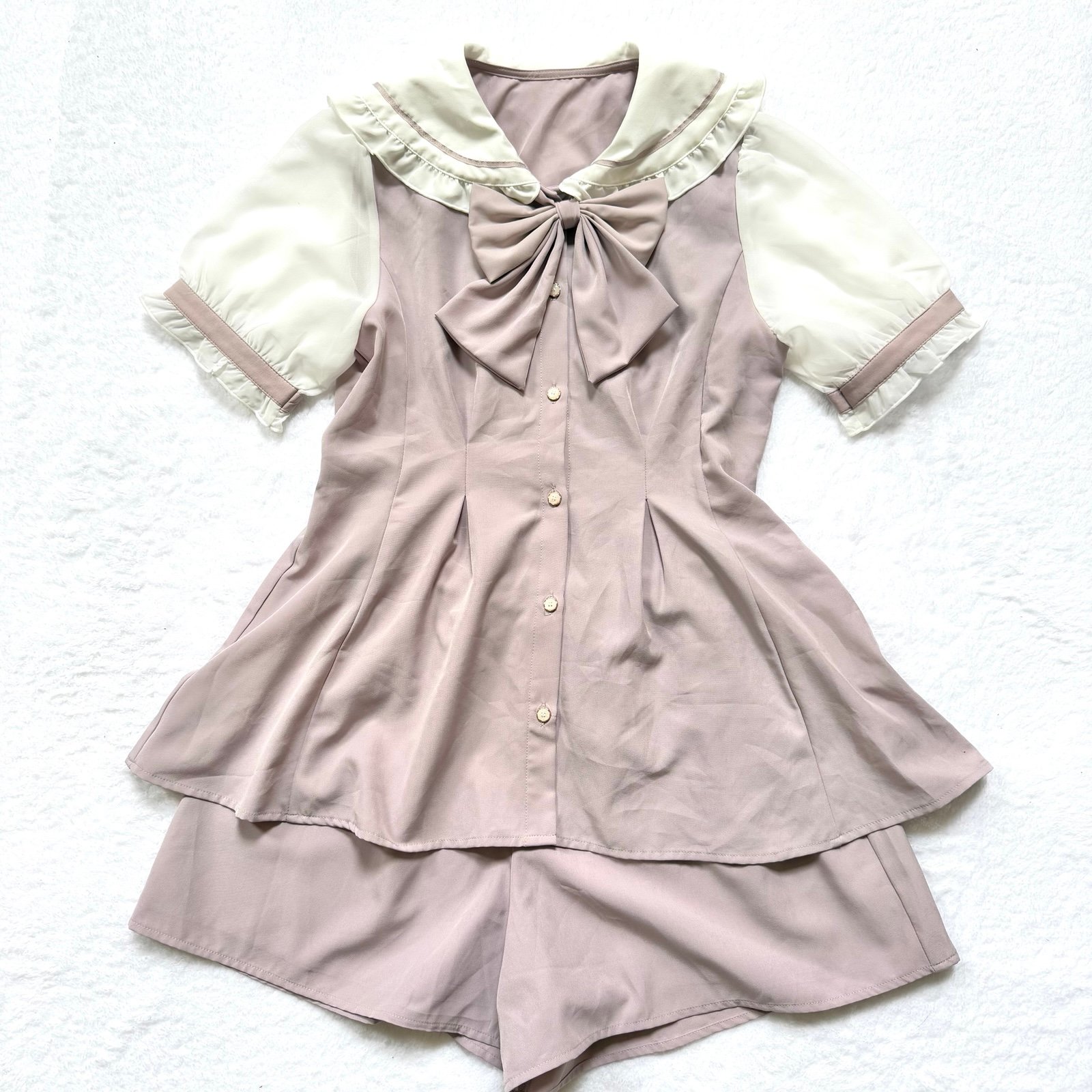 Jirai Kei set up Tops Shorts Women L Bow idol lolita Japan Ryosan Anime Kawaii