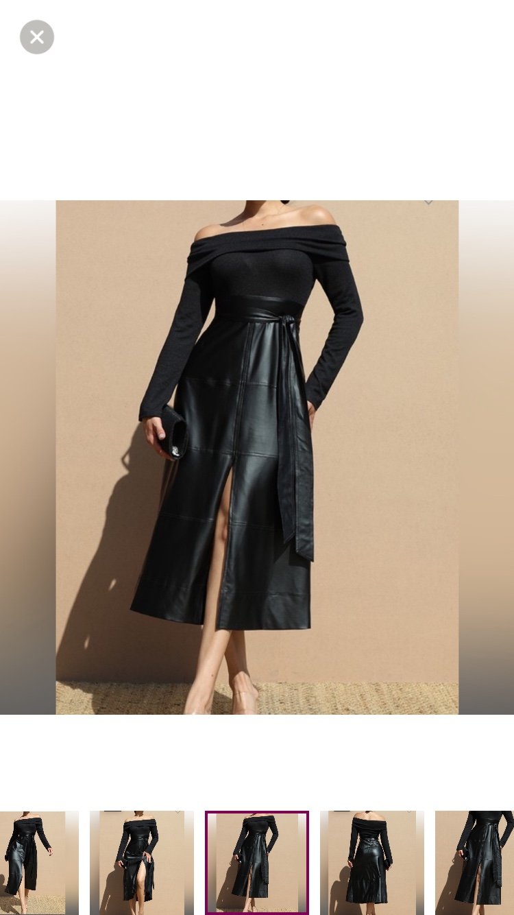 NWT @The King Kouture Off Shoulder Faux Leather Midi Dress Large