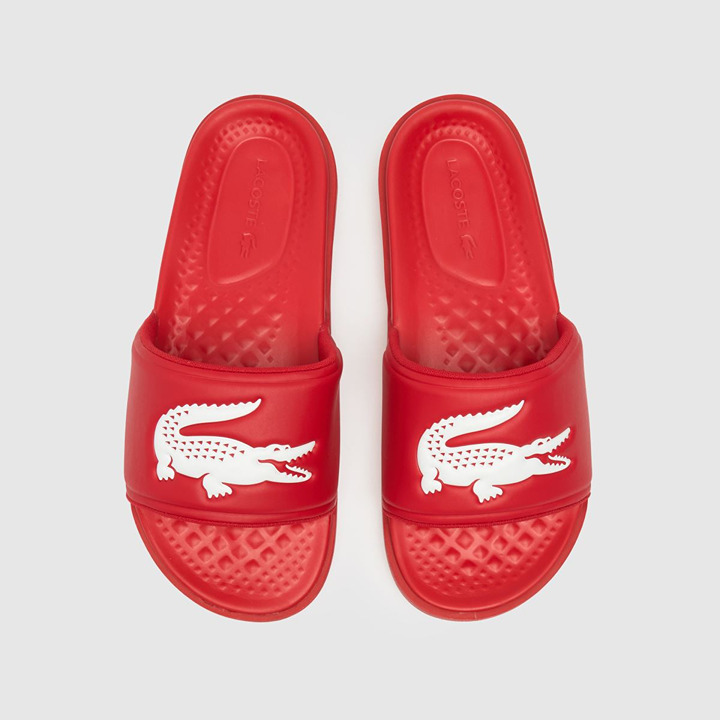Lacoste Slides Red Croco Sandals Size 7 Men