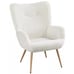Boucle Fabric Accent Chair with Smiling Mouth with Tapered Legs for Living Room