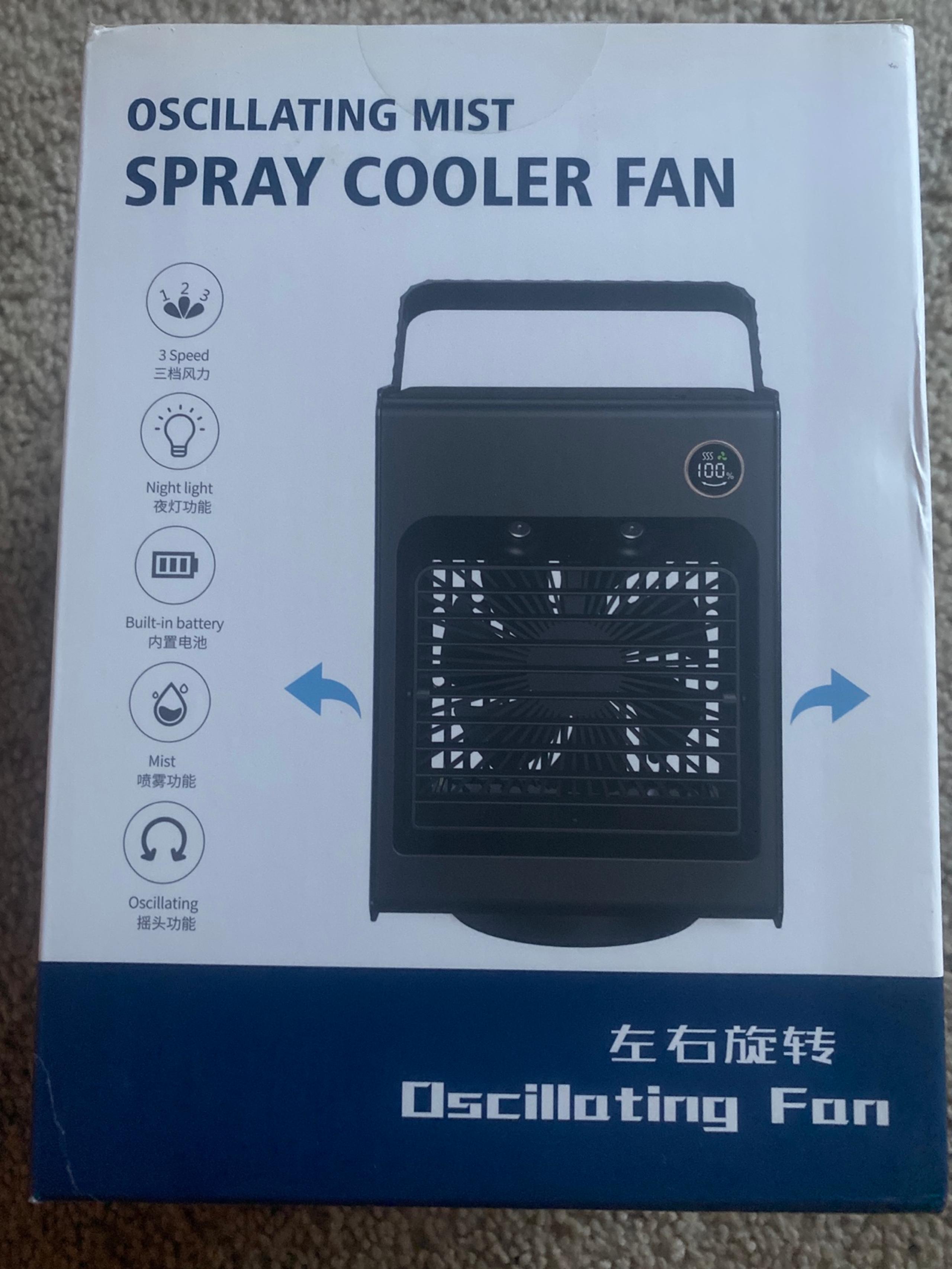 New Oscillating Mist Spray Cooler Portable Fan