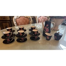 Beautiful Rare Seltmann Weiden 27pc “Rose” Coffee Pot Setting, Cups & Saucers