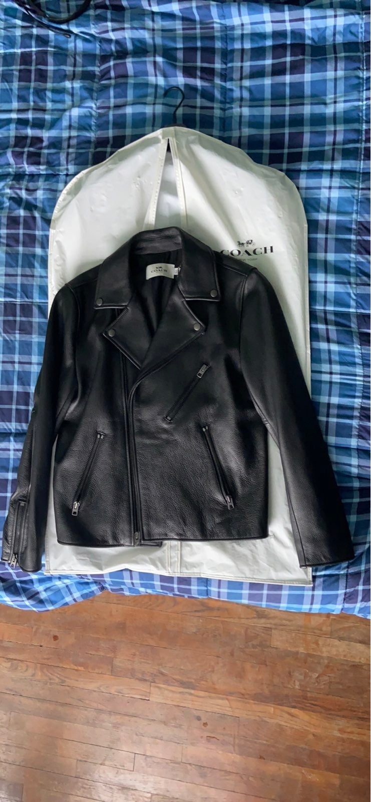 black leather jacket