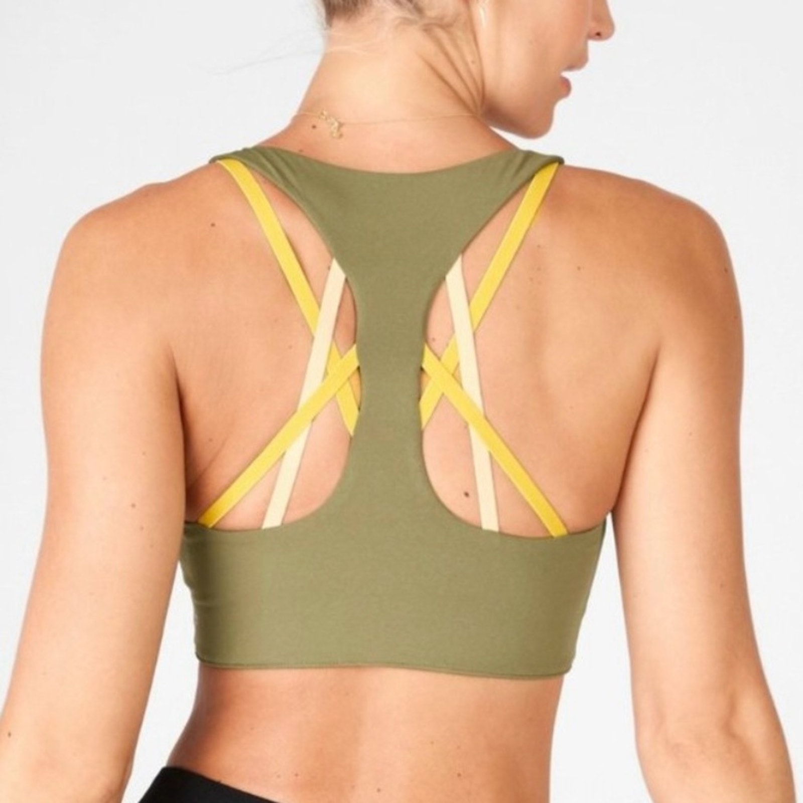 FABLETICS Olive Green Kessler High Impact Sports Bra Workout Yoga Bra Top Size M
