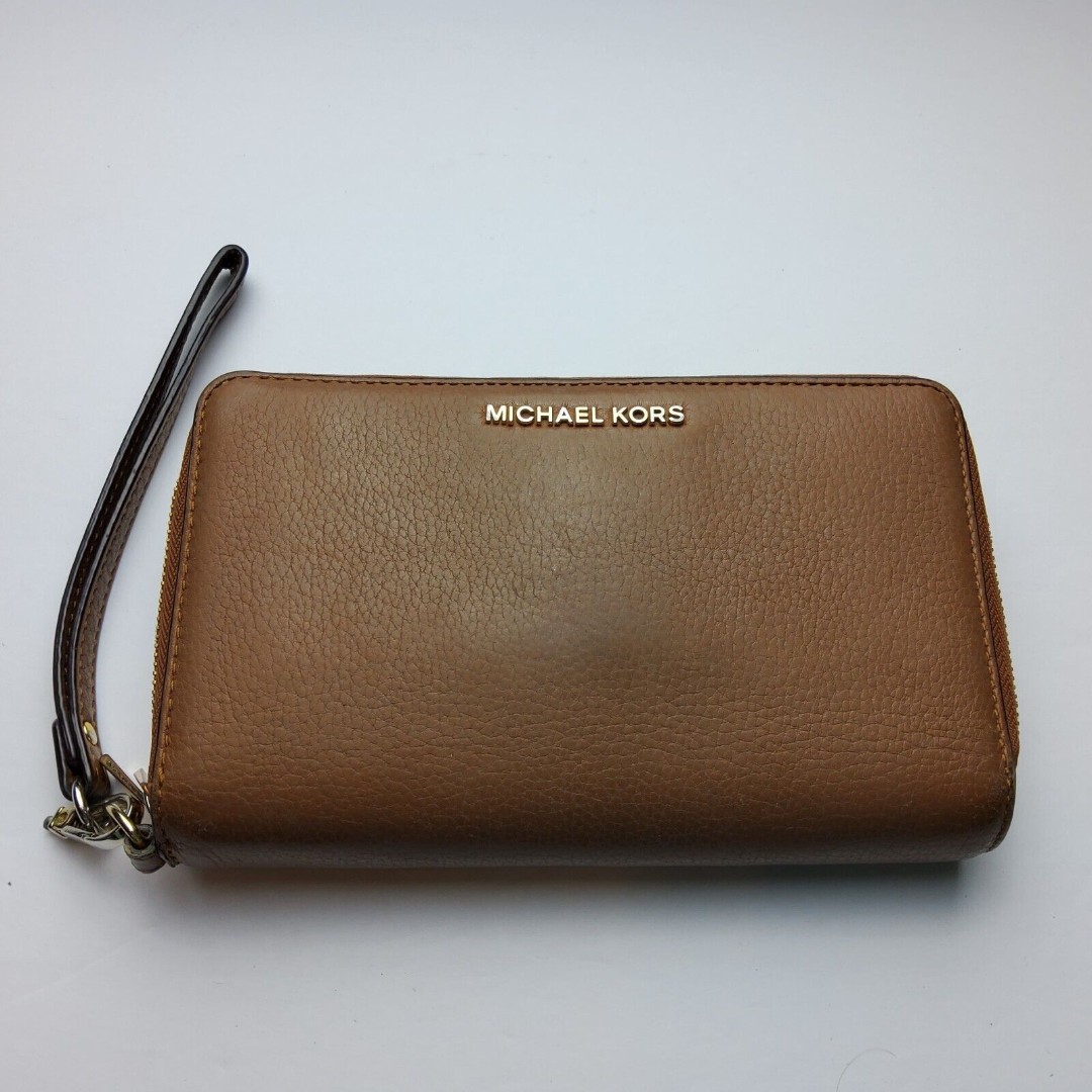 Michael Kors MK Pebbled Leather Large Double Zip Around Wallet Wristlet
