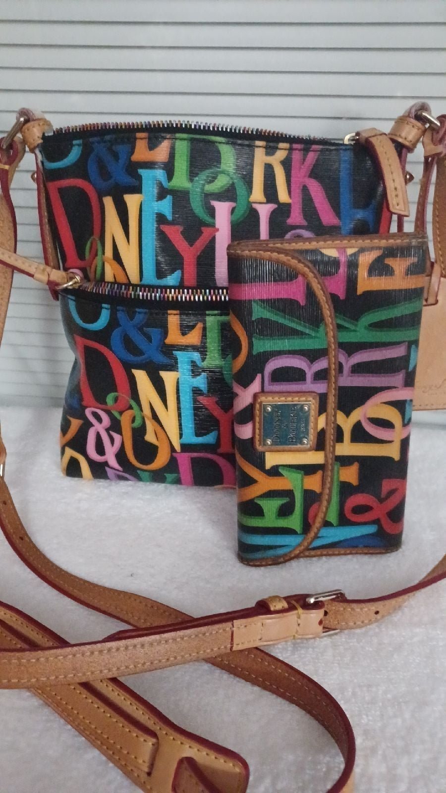 DOONEY & BOURKE RETRO GRAFICA LETTER CARRIER CROSSBODY & WALLET