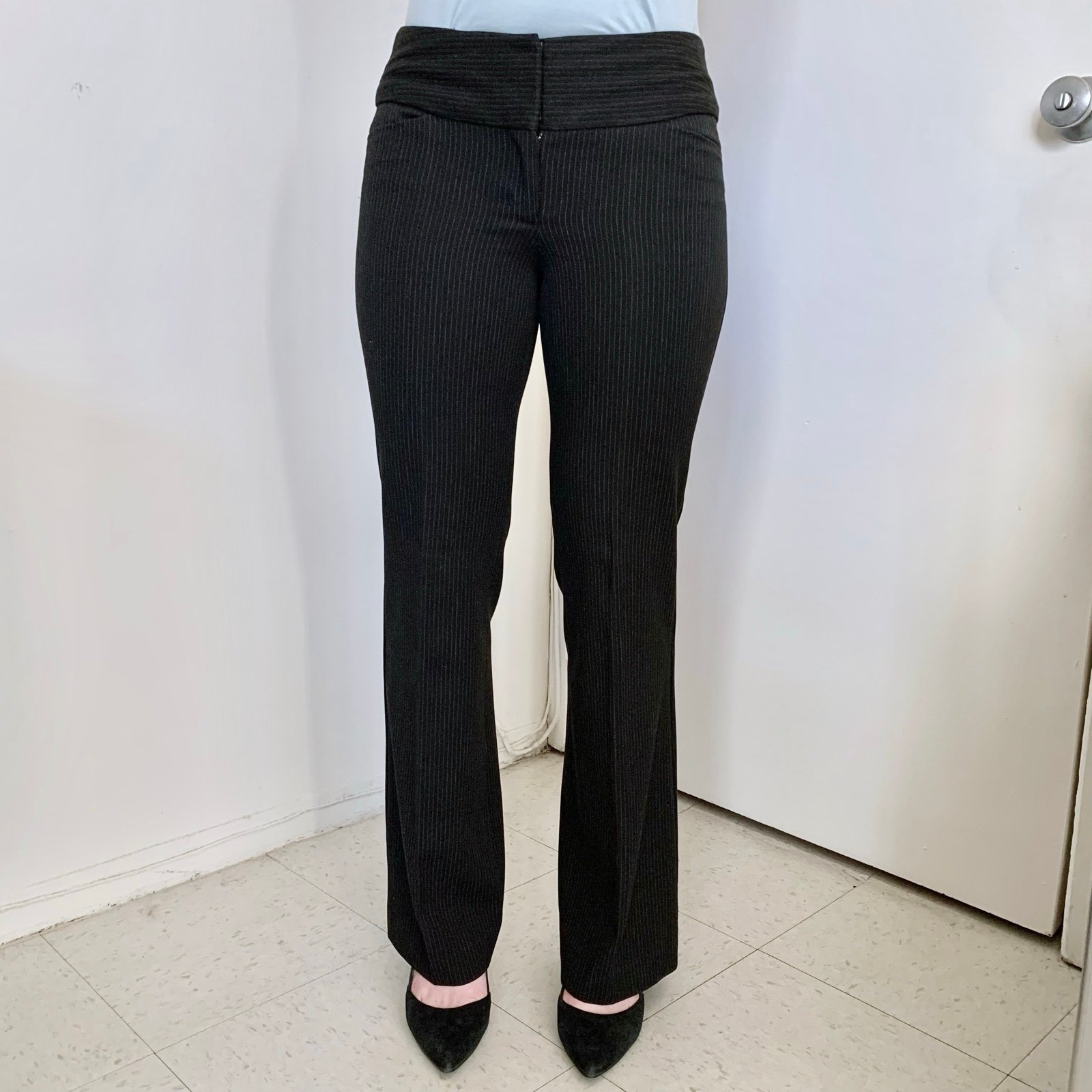 Express Design Studio Black Pinstripe Editor Pant Office Business Y2K 00S