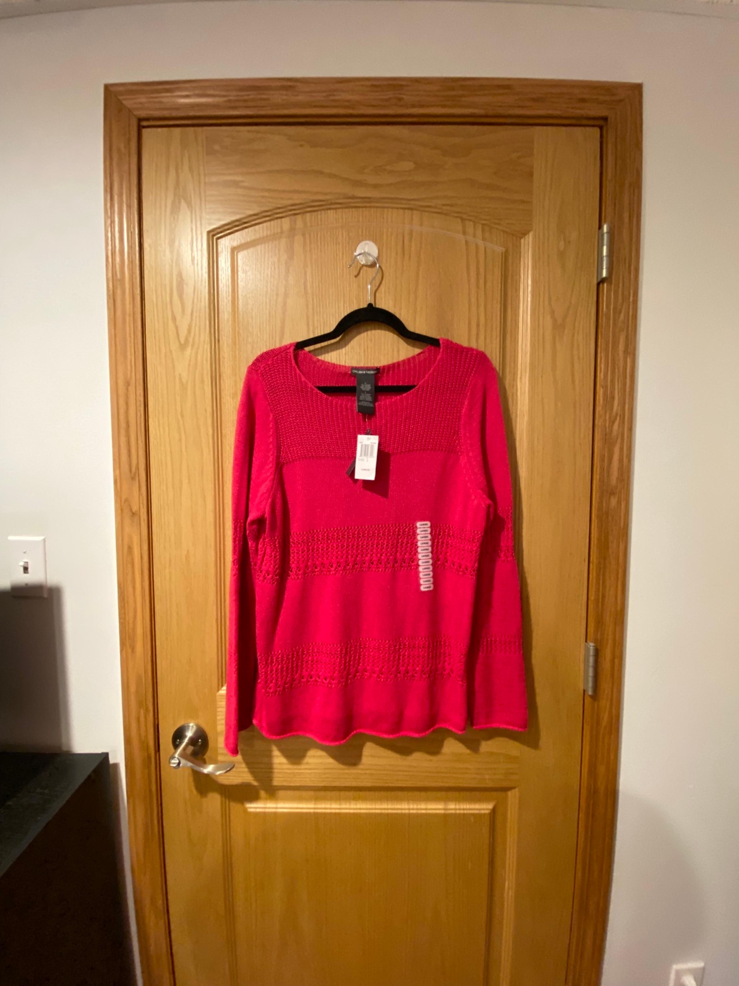 Chelsea & Theodore Women’s Size Large Pink Ginger Scoop Neck Sweater NEW/NWT