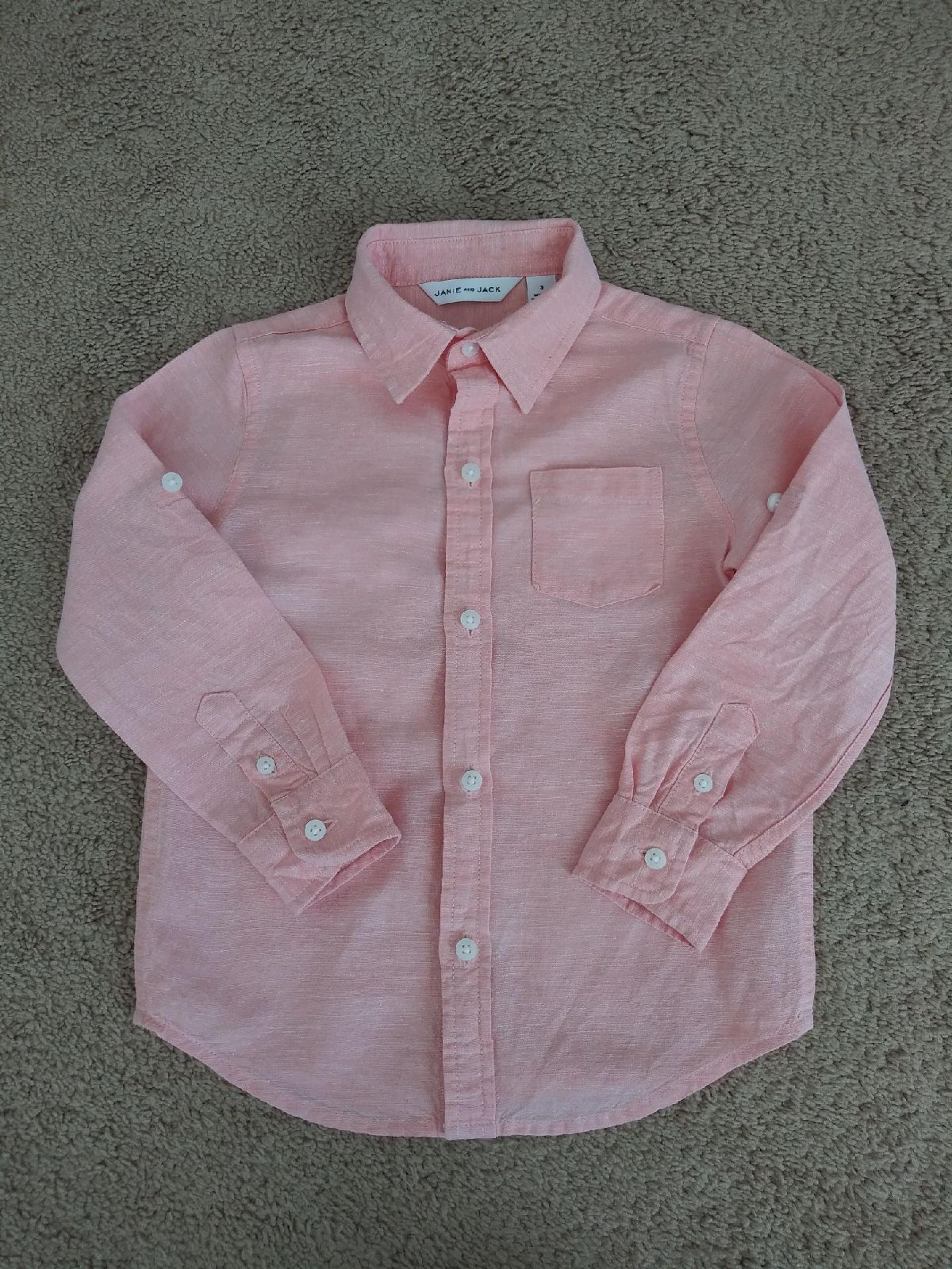 Janie & Jack Light Orange Linen Cotton Blend Button Down Shirt, Size 2