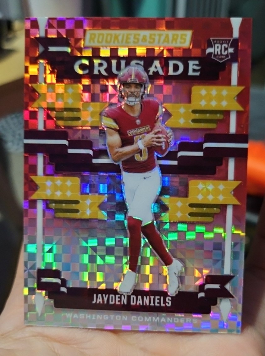 Jayden Daniels RC Crusade Red Plaid Prizm SP 2024 Panini Rookies & Stars