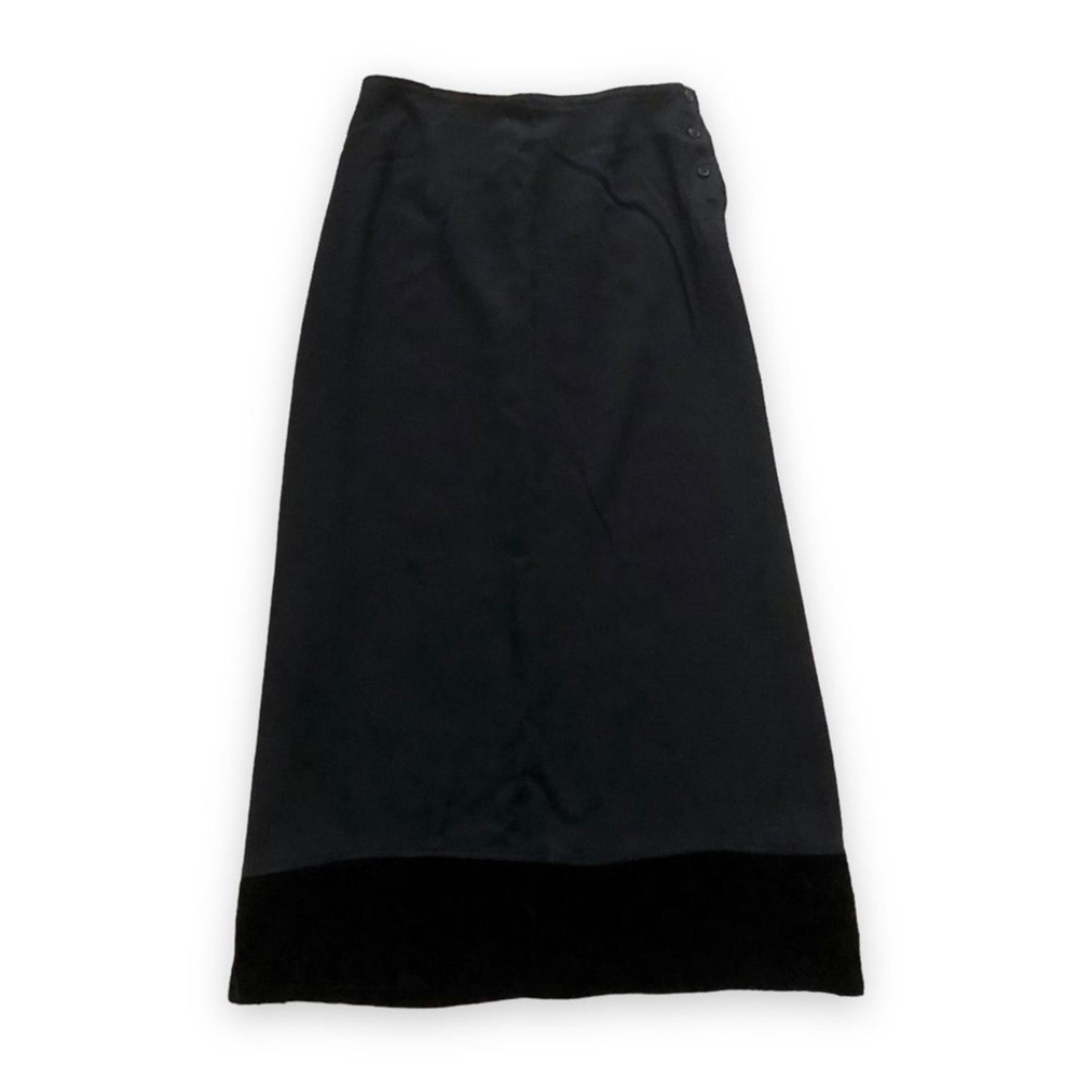 Vintage Johnny Was Collection Black Velvet Trim Maxi Skirt Y2K 90s Size Small