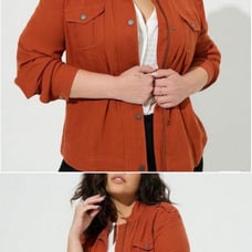 Torrid Jacket Sz 1 Utility Pockets Picante Rust Double Gauze Fold Bomber