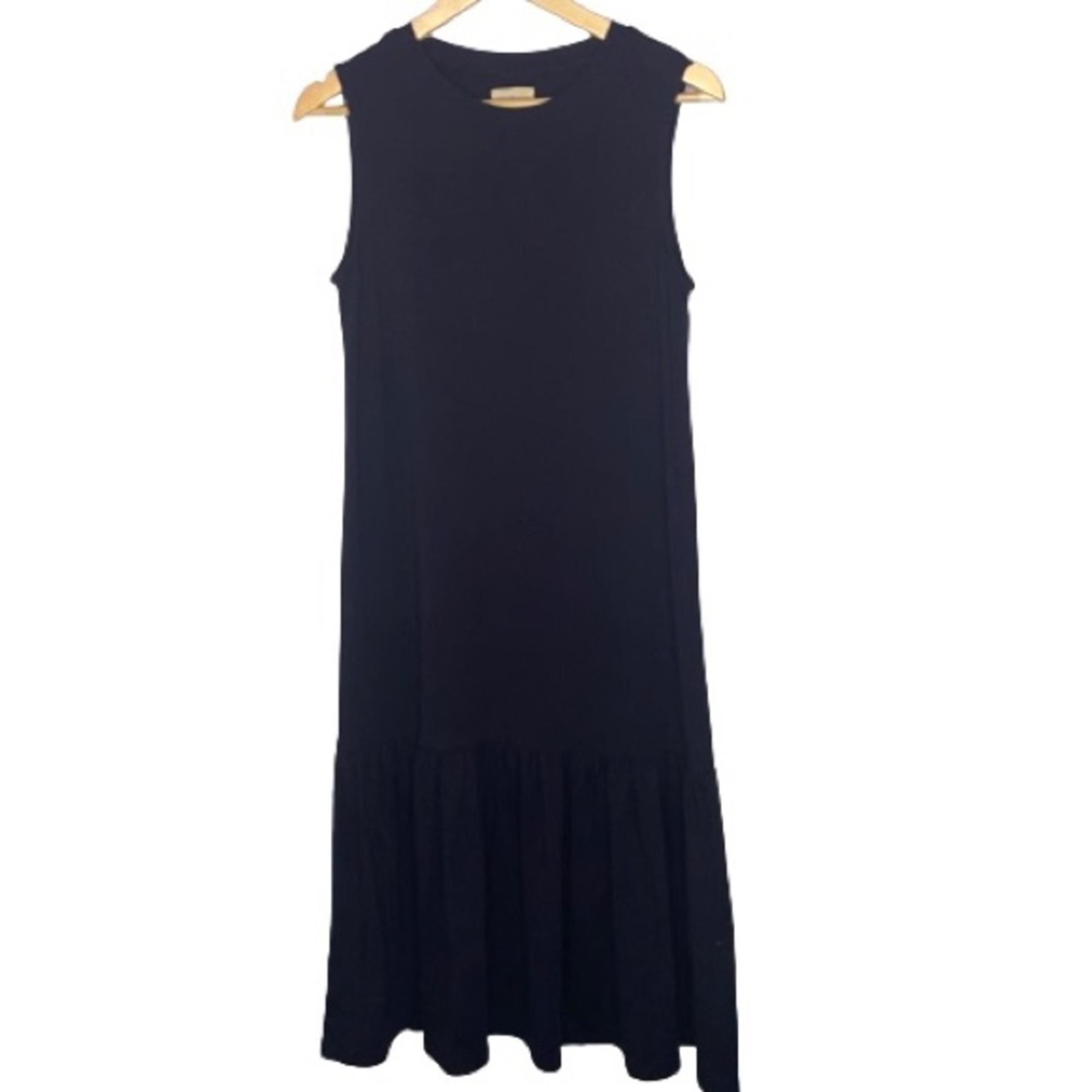 Lou & Grey Dress Womens Small MIDI Ruffle Sleeveless Long Minimalist