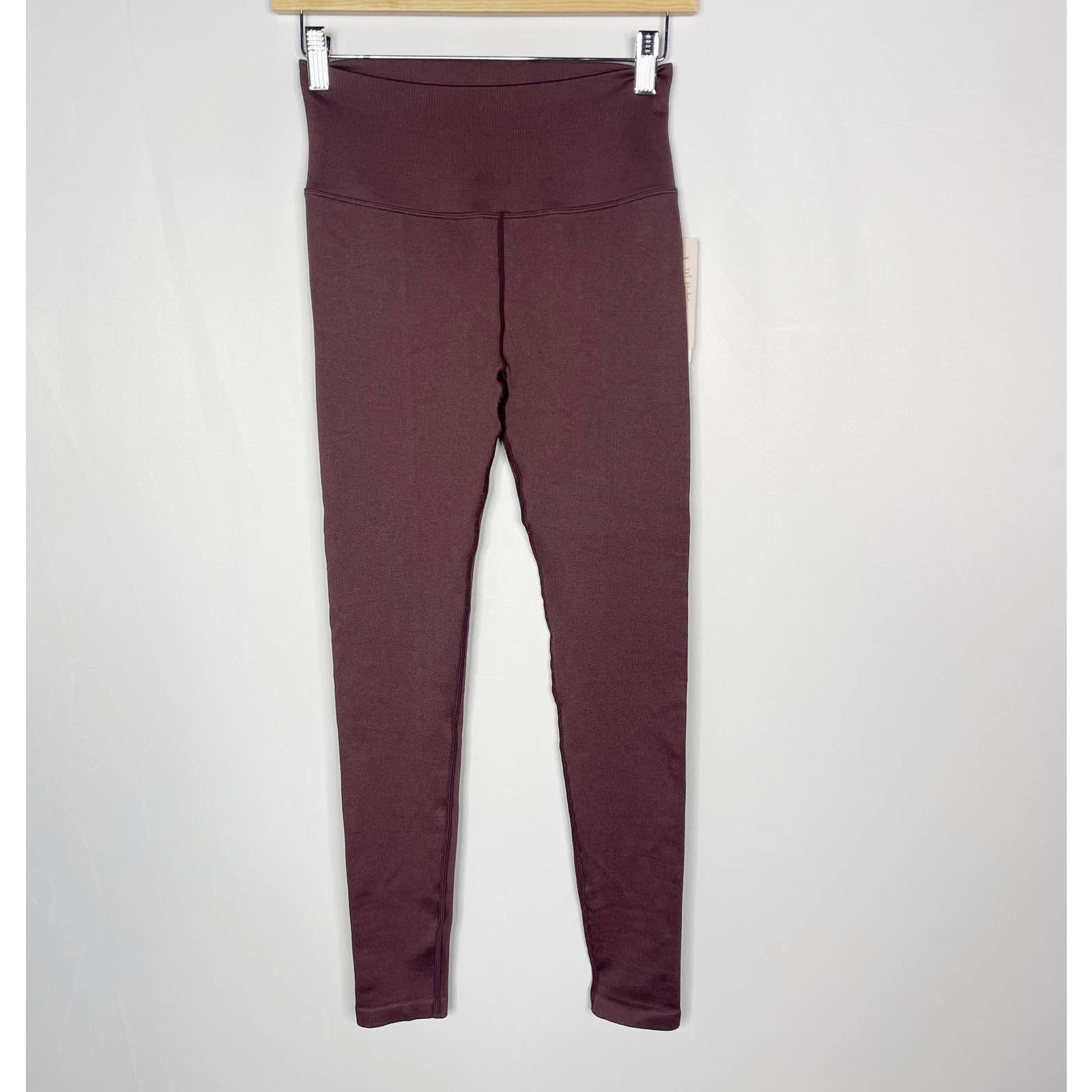 New Spiritual Gangster M/L Brown Love Sculpt Leggings High Waist Seamless Ribbed